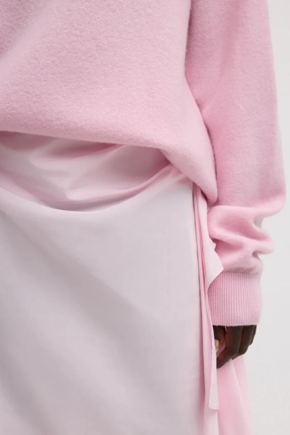 Tibi Italian Sporty Nylon Ribbon Skirt - Light Pink - Image 4