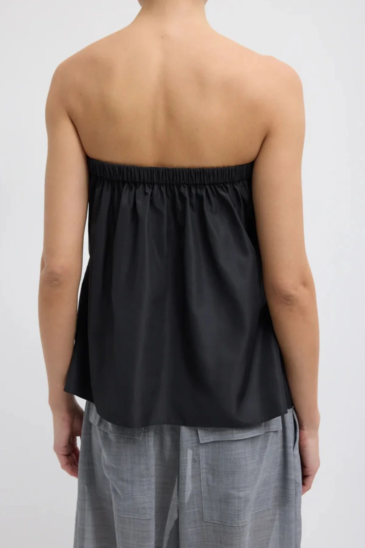 Tibi Italian Sporty Nylon Strapless Top - Black - Image 3