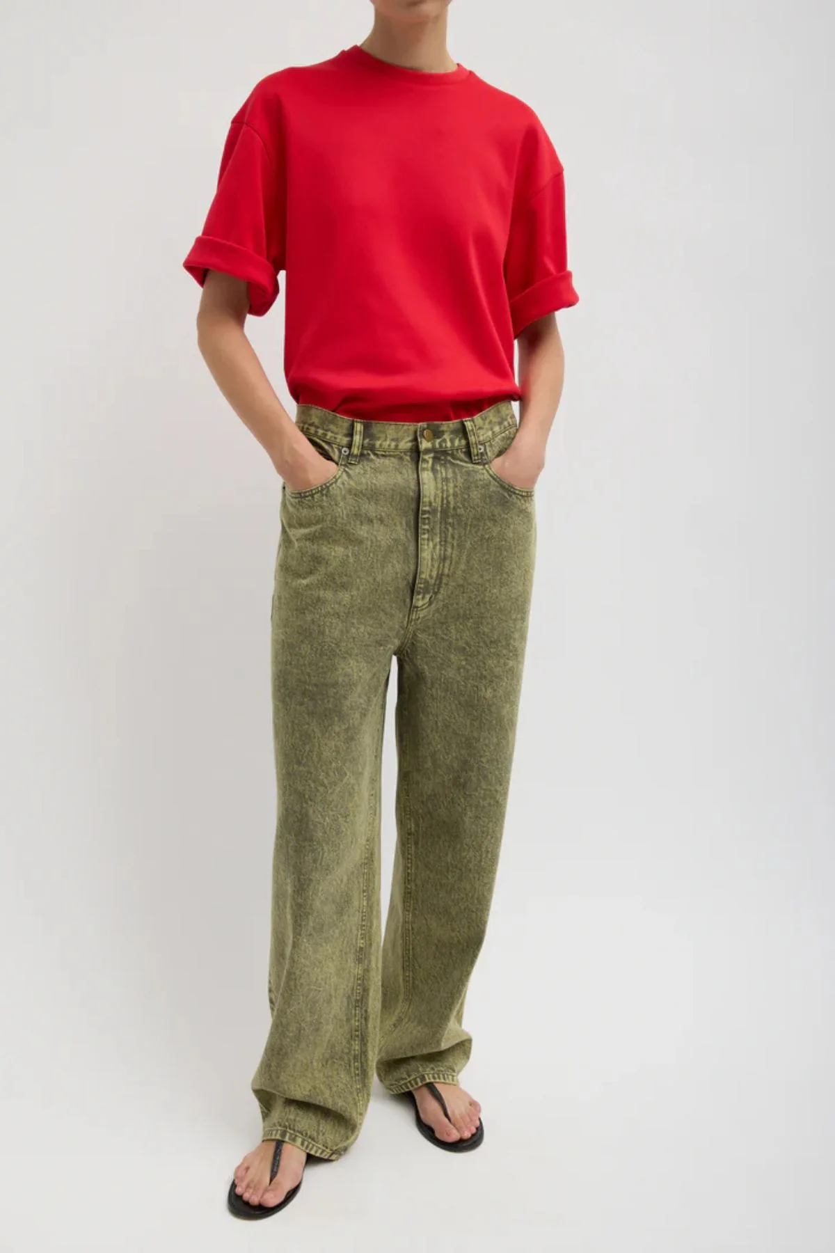 Tibi Lab Washed Denim Dennis Jean - Acid Yellow