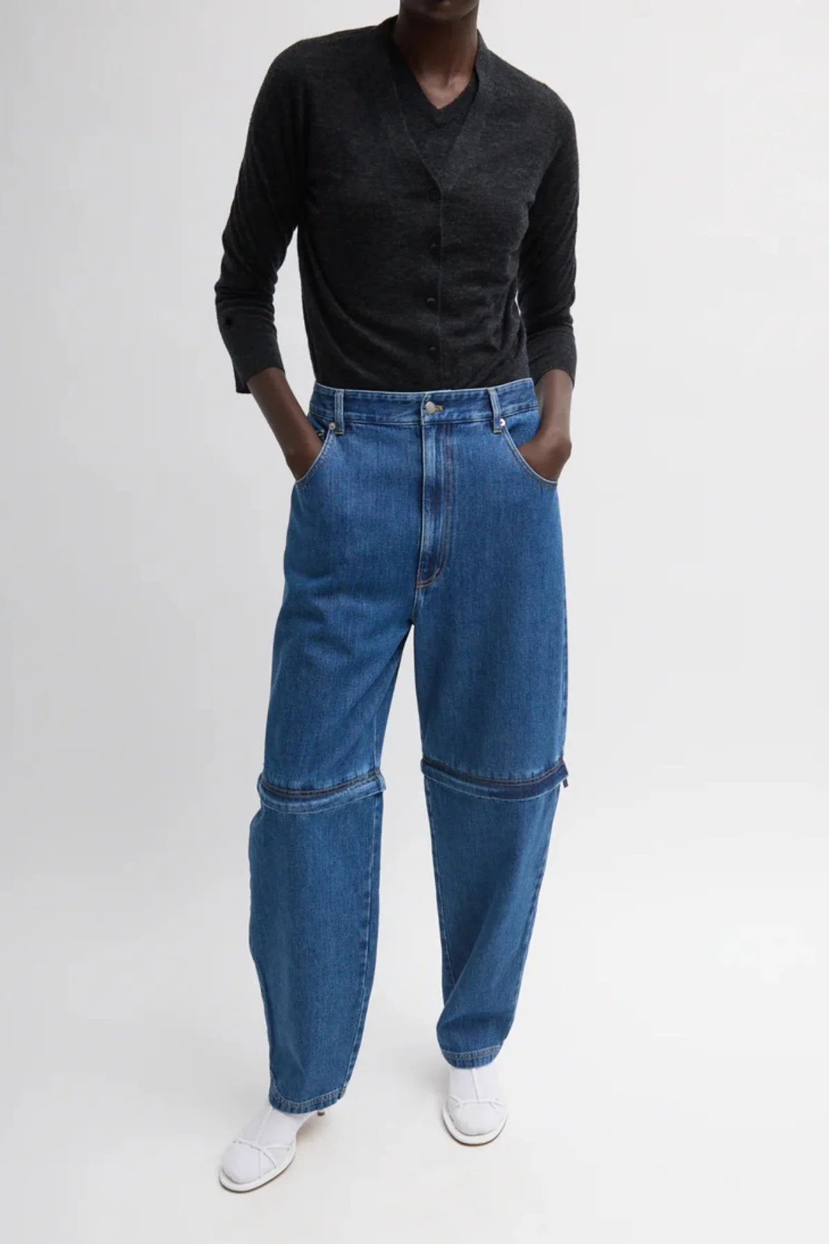Tibi Lars Denim Convertible Jean - Classic Blue