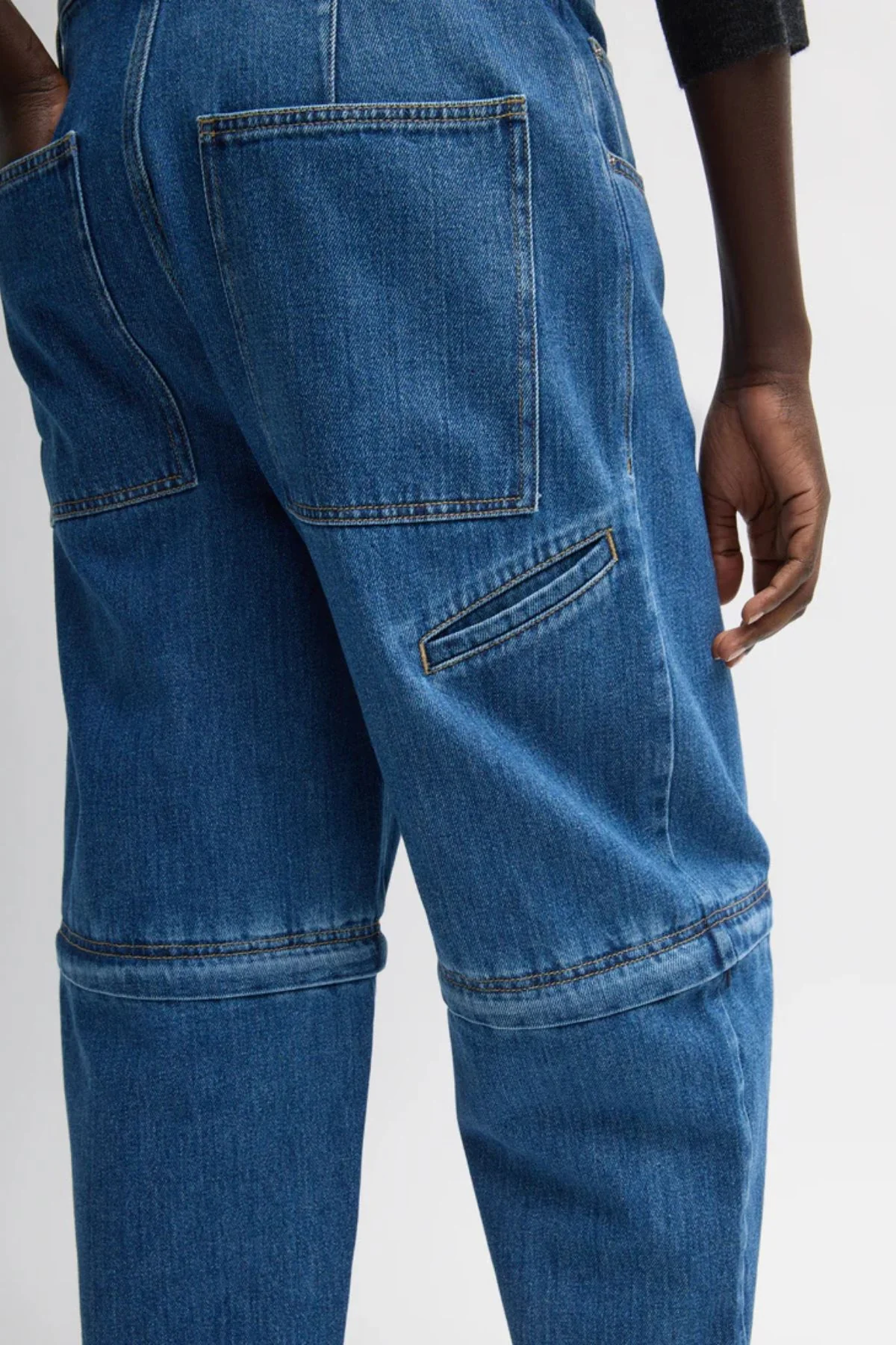Tibi Lars Denim Convertible Jean - Classic Blue - Image 4