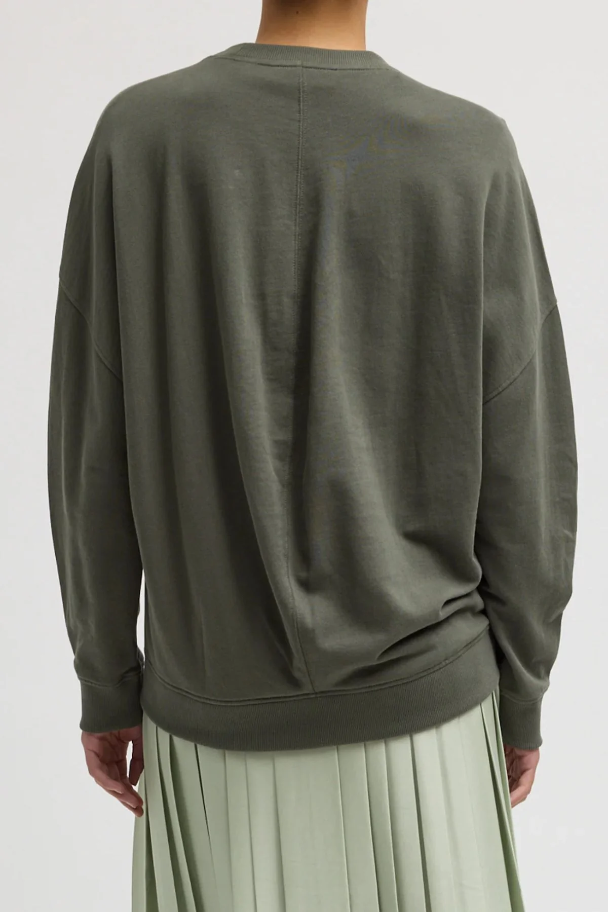 Tibi Lightweight Crewneck Sweatshirt - Olive - Image 2