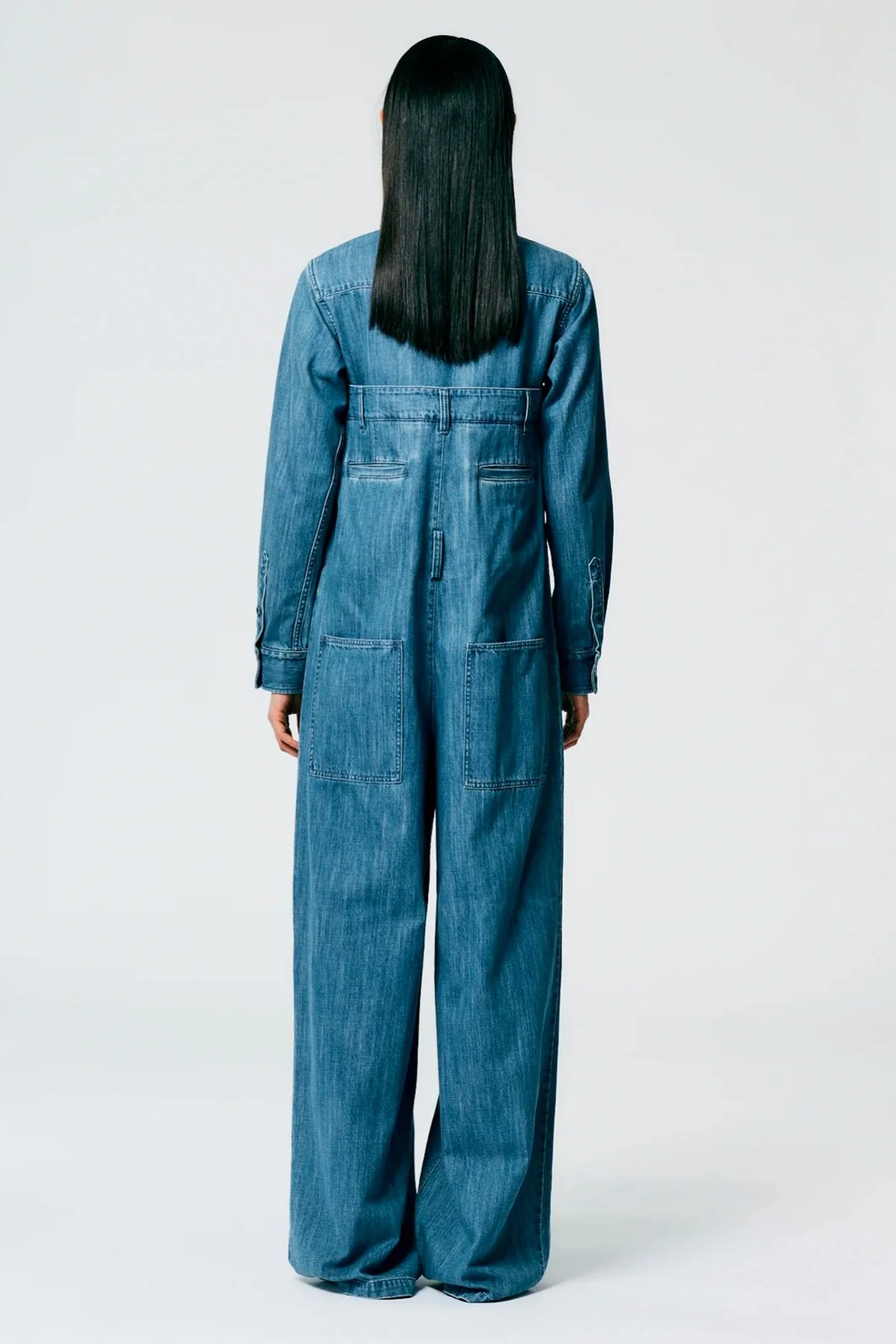 Tibi Lightweight Stonewashed Denim Jumpsuit - Denim Blue - Image 2