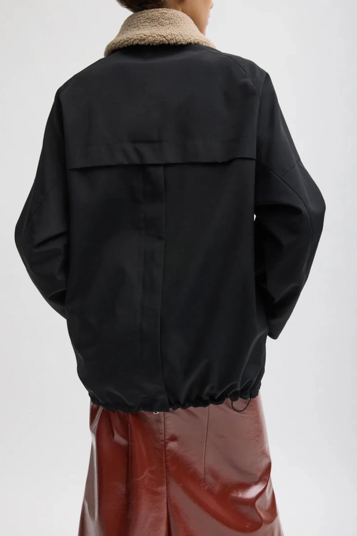Tibi Lotte Car Coat Removable Sherpa Collar - Black - Image 3