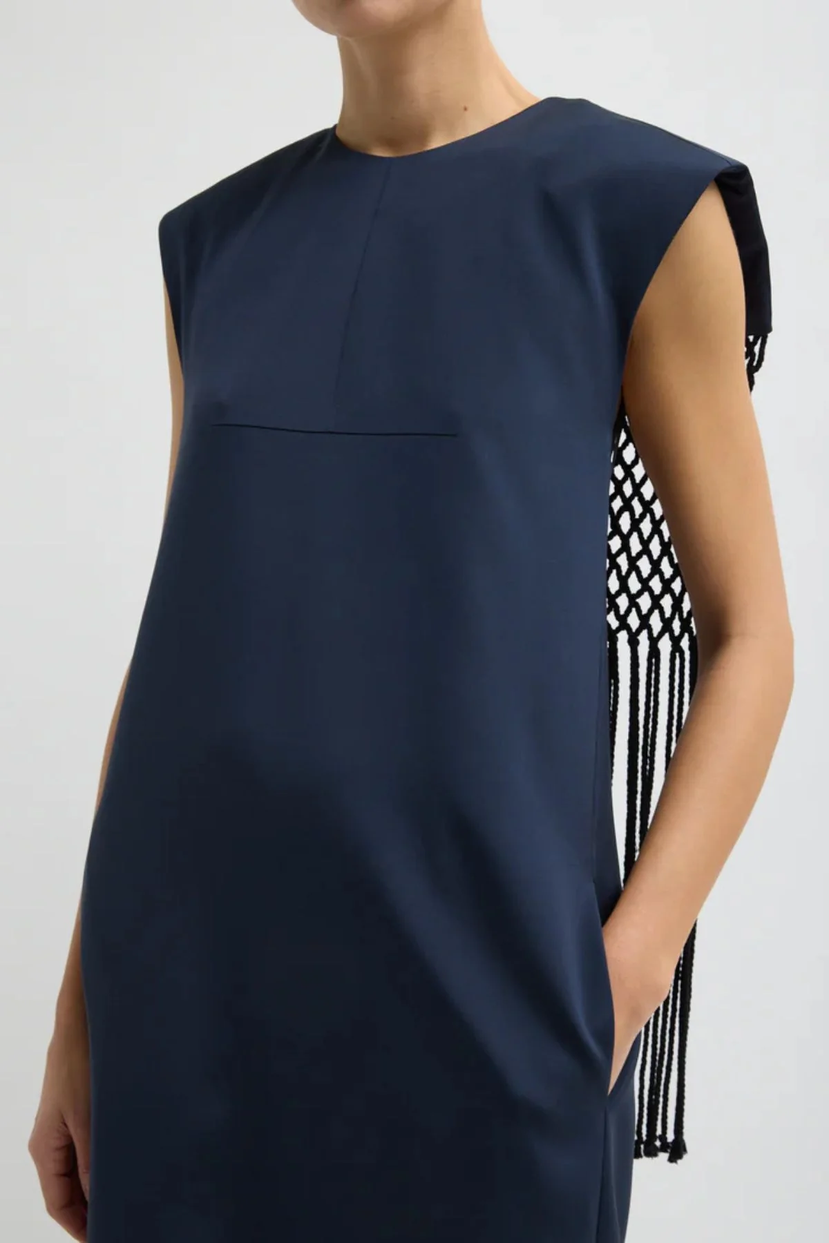 Tibi Stretch Macrame Dress - Dark Navy - Image 4