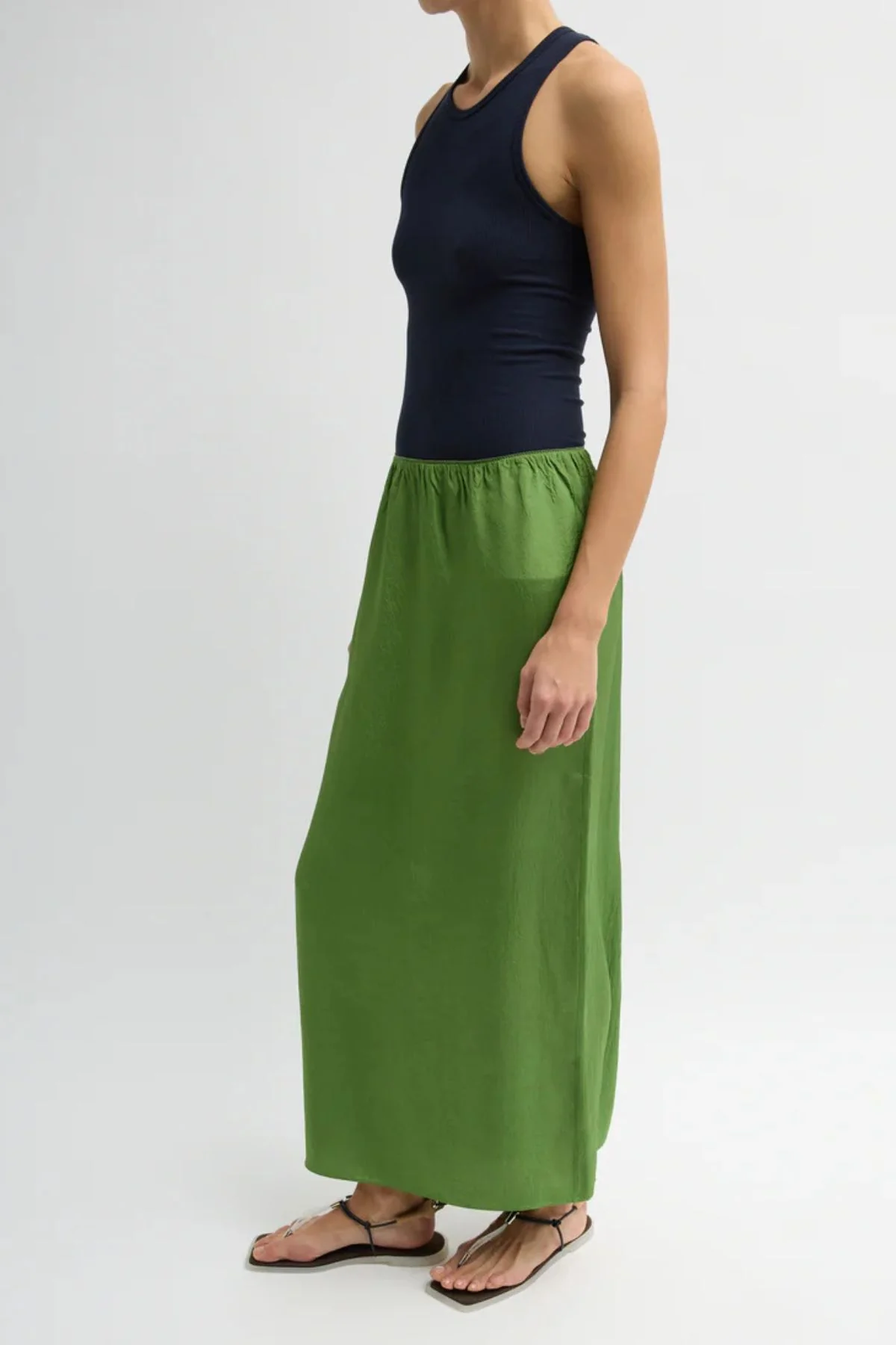 Tibi Maxi Slip Skirt - Chartreuse - Image 2