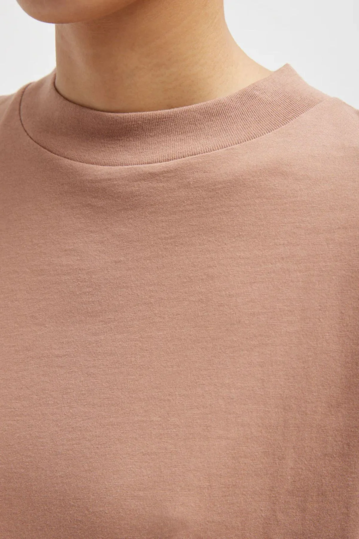 Tibi Mock Neck Unisex T-Shirt - Butterscotch - Image 3