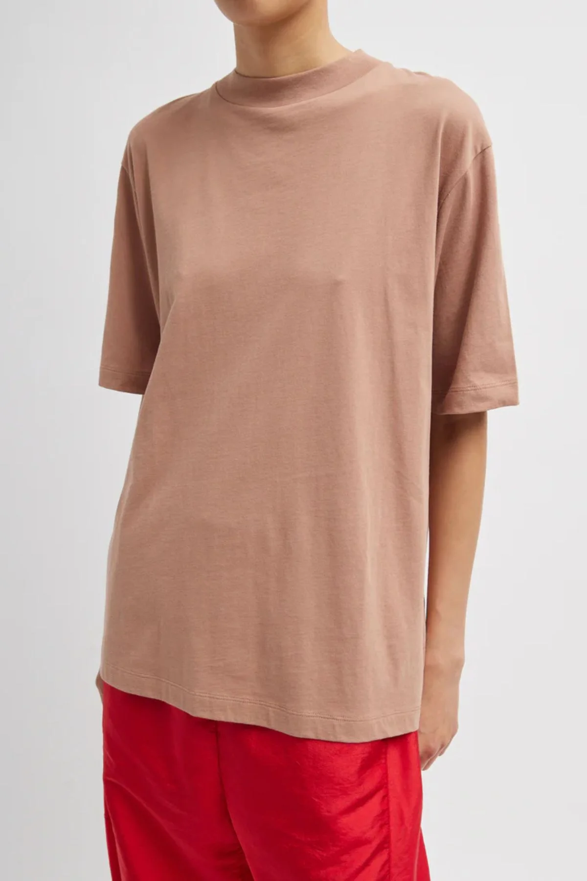 Tibi Mock Neck Unisex T-Shirt - Butterscotch - Image 4