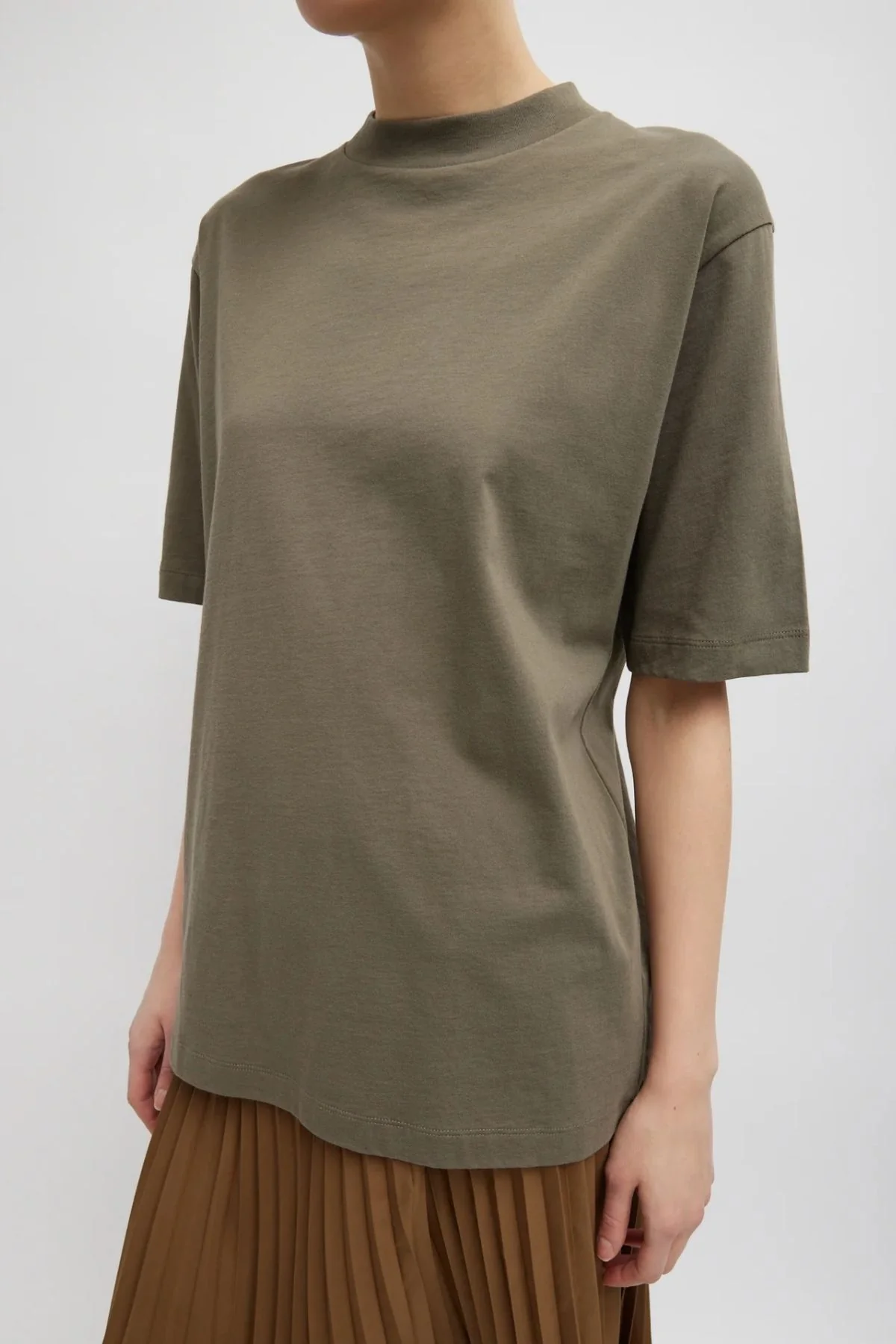 Tibi Mock Neck Unisex T - Dune - Image 3