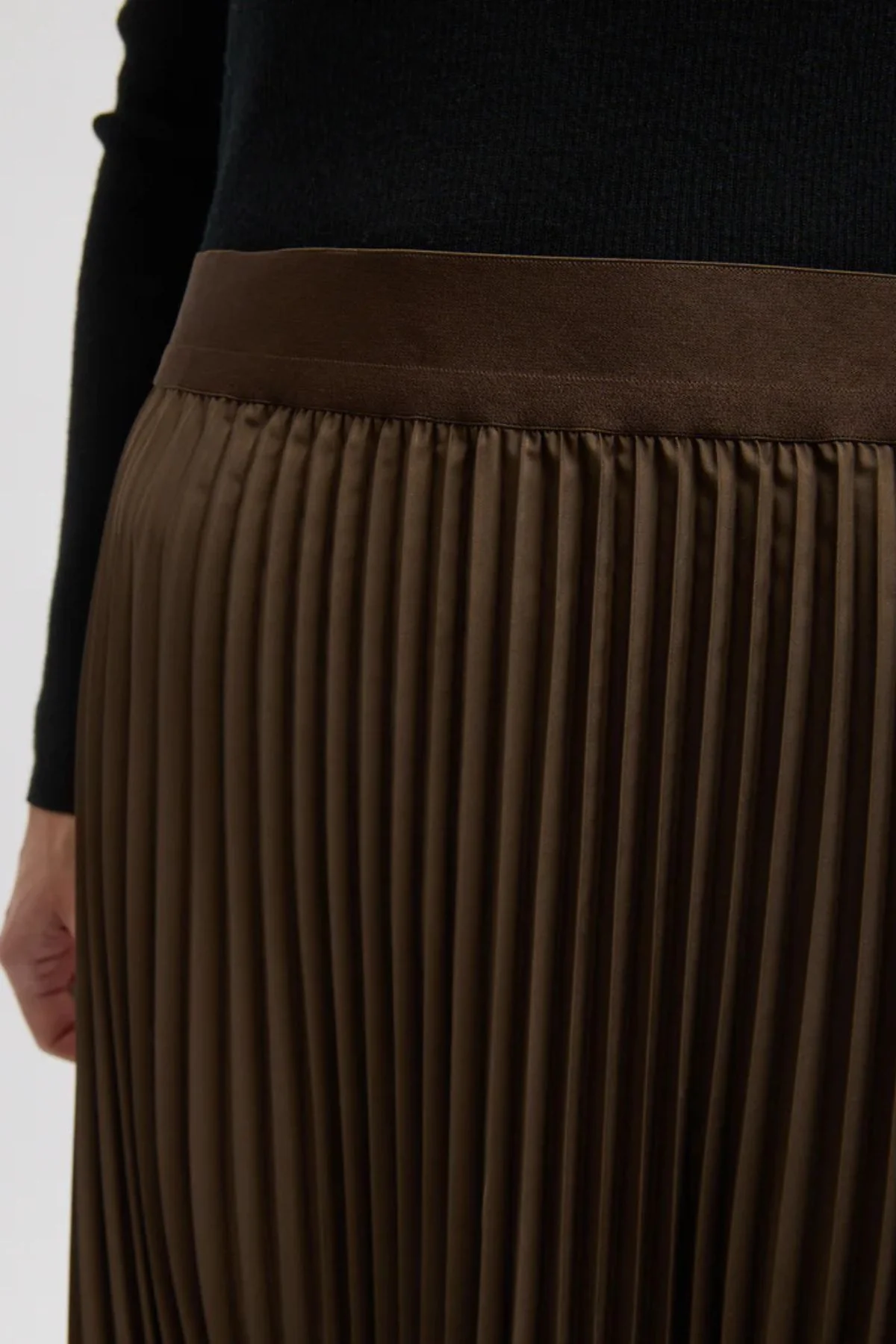 Tibi Nylon Pleating Sunray Pull On Skirt - Brown - Image 3