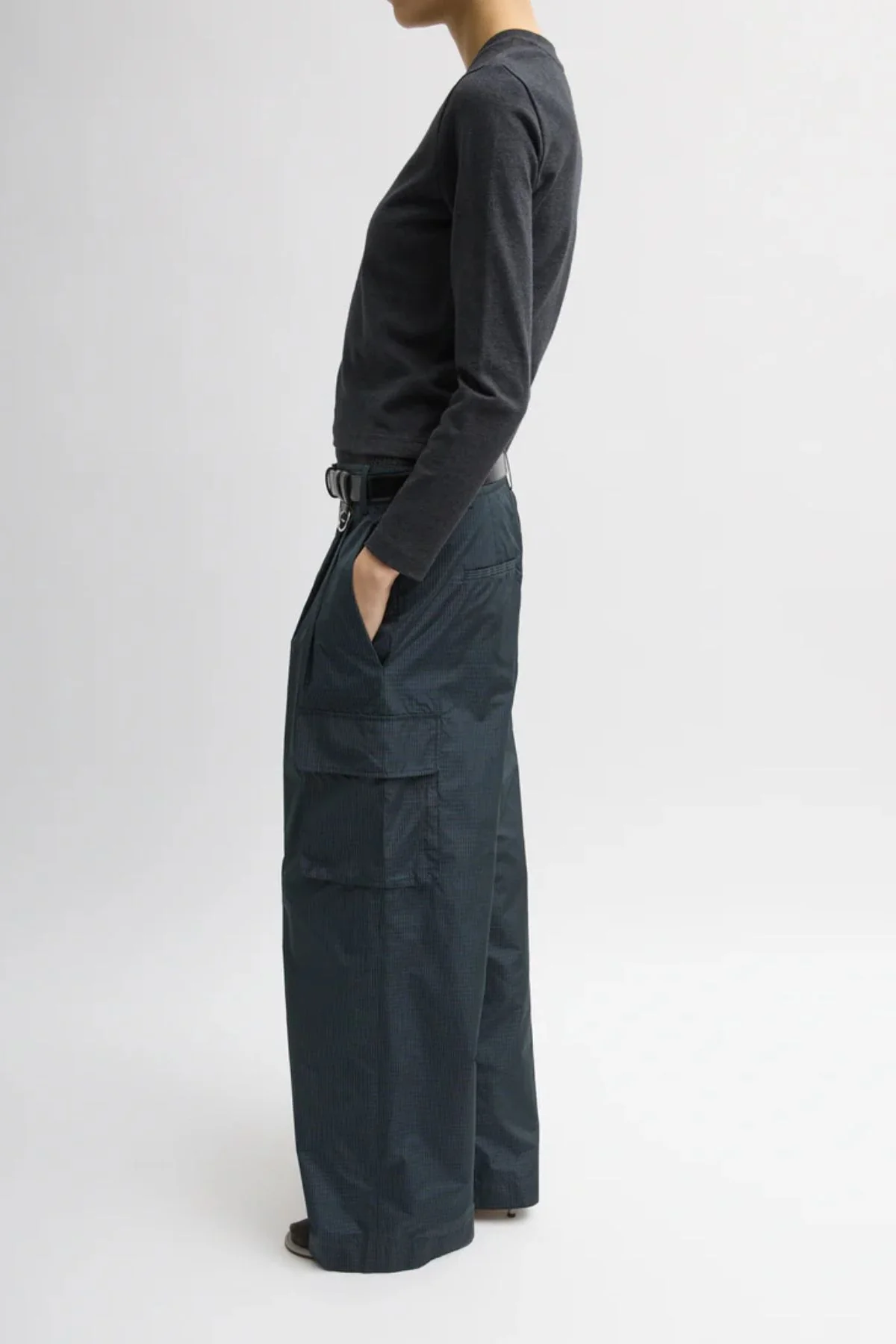 Tibi Perfect T Shrunken V-Neck - Charcoal - Image 2