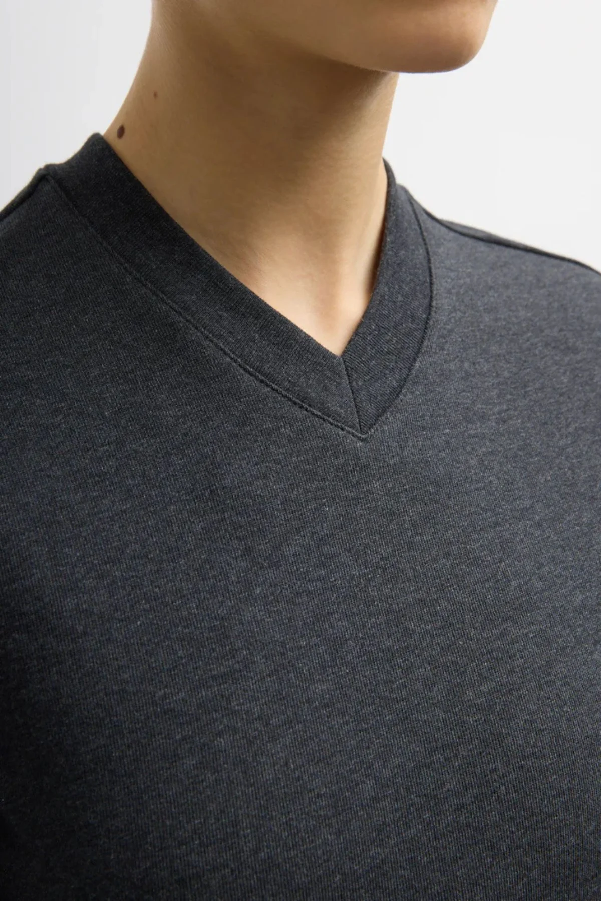 Tibi Perfect T Shrunken V-Neck - Charcoal - Image 4