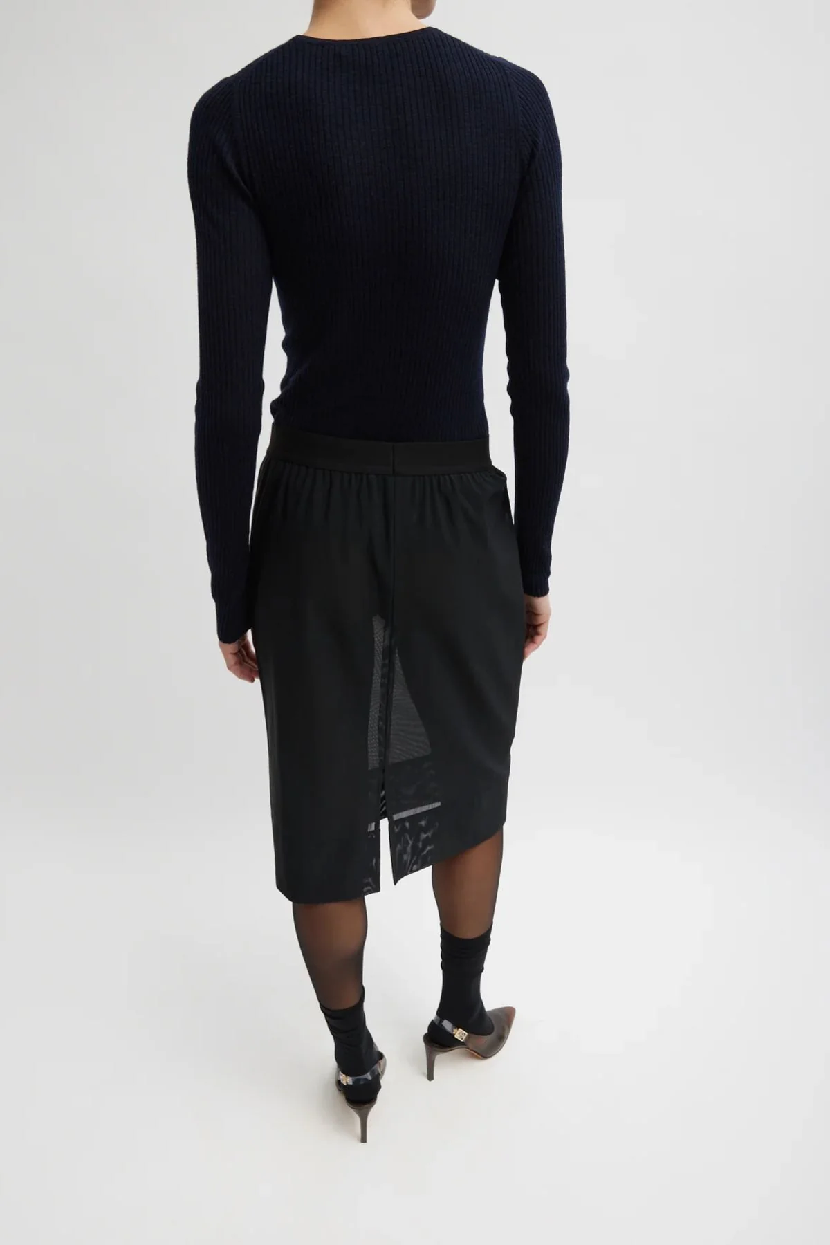 Tibi Power Mesh Skirt - Black - Image 3