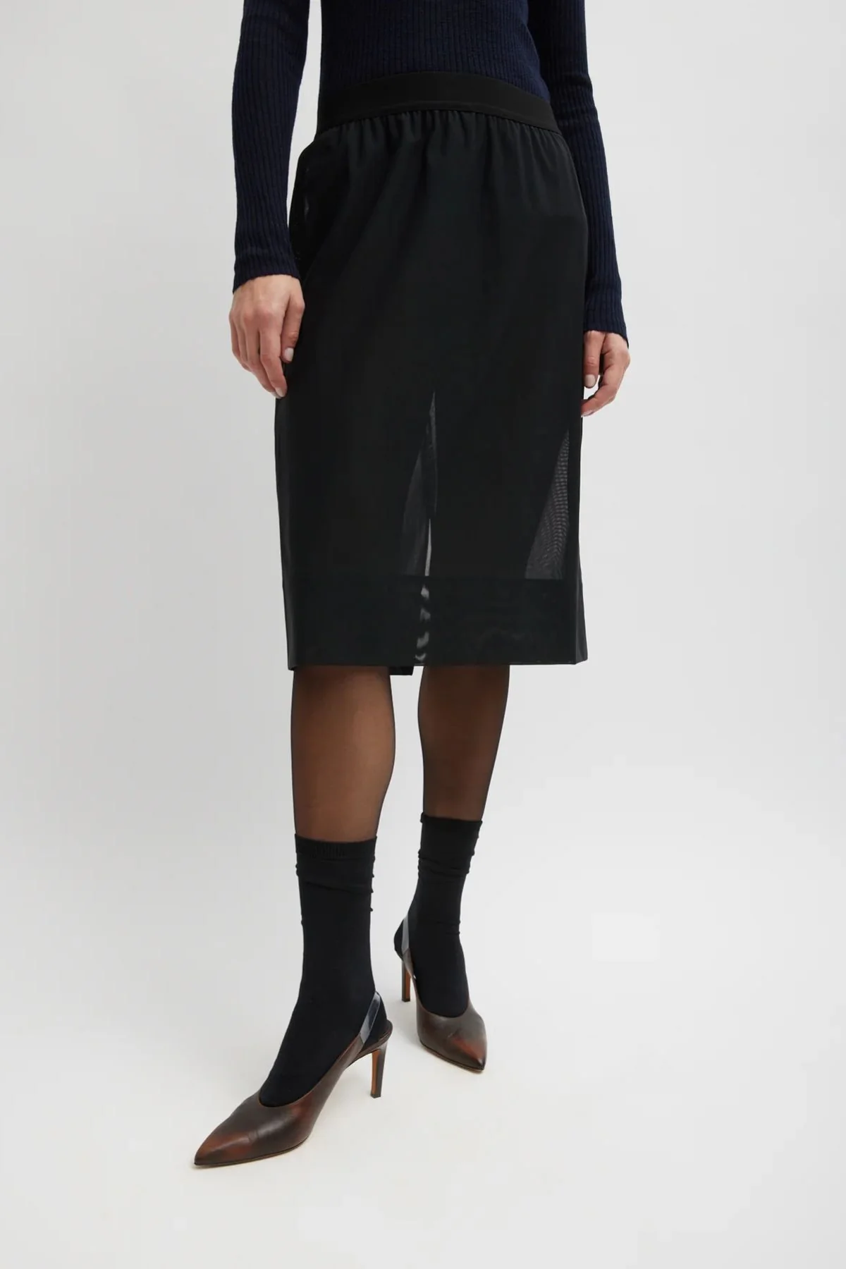 Tibi Power Mesh Skirt - Black - Image 4