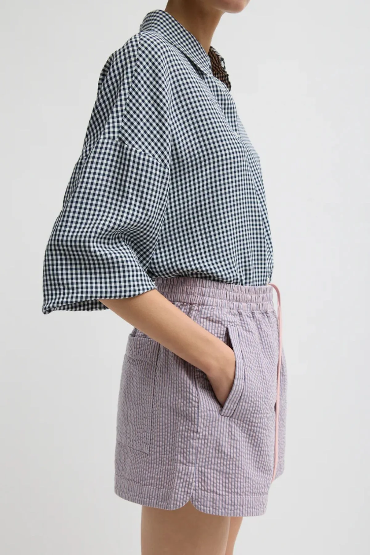 Tibi Pull On Shorts - Mauve Multi - Image 3