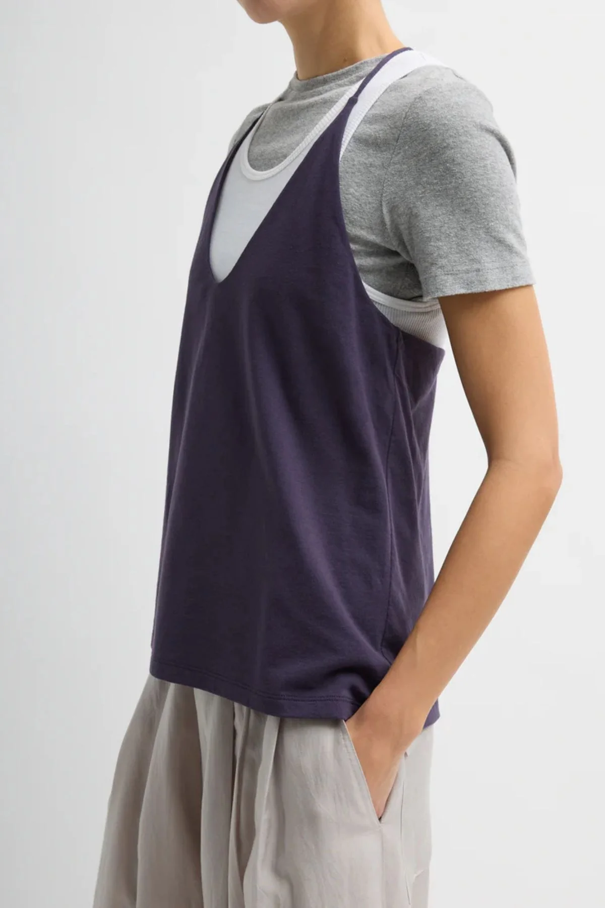 Tibi Racerback Tank - Eggplant - Image 2
