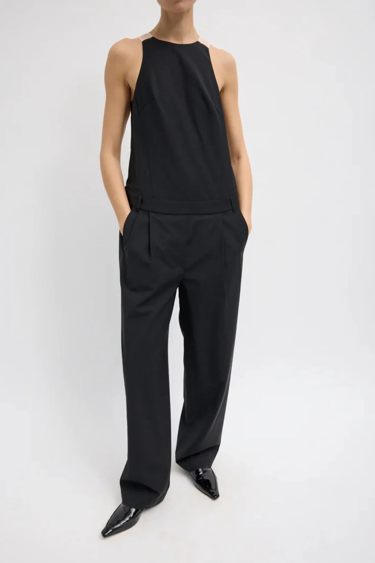 Tibi Recycled Tropical Wool Jumpsuit - Black