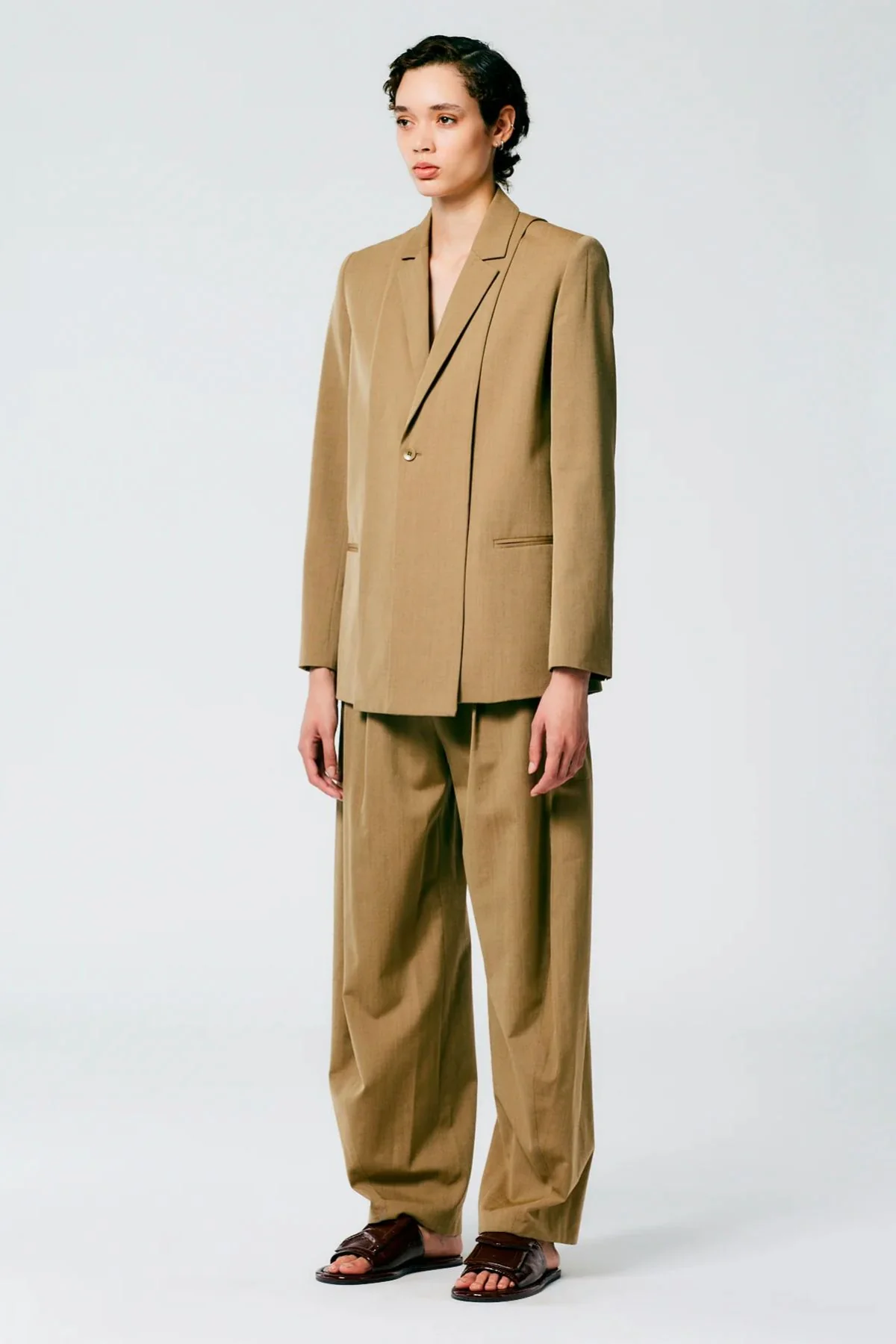 Tibi Wool Tricotine Simon Trouser - Dark Tan - Image 3
