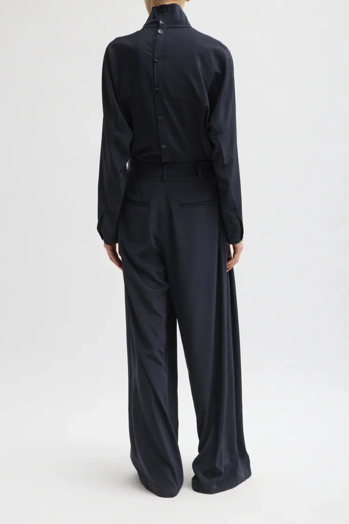 Tibi Relaxed Suiting Triple Pleat Pant - Navy - Image 3