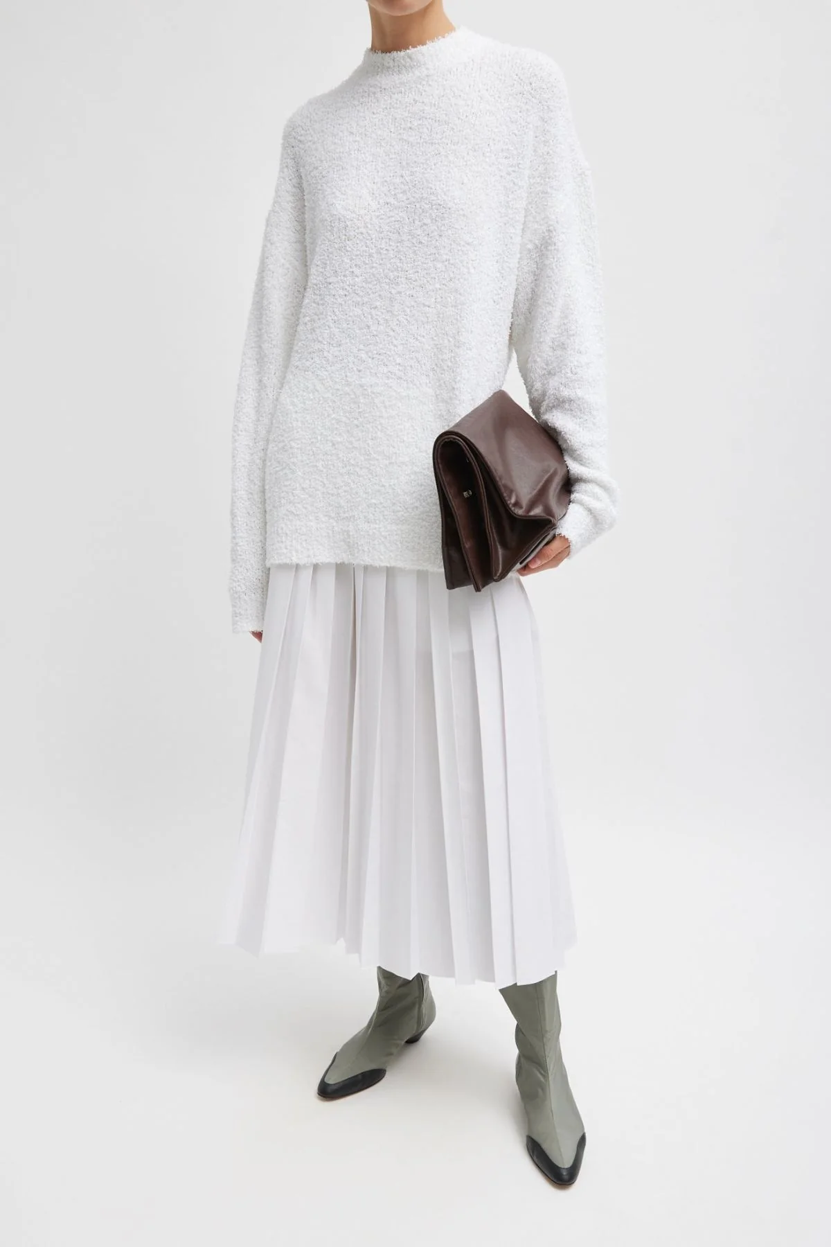Tibi Serviette Crewneck Easy Pullover - Optic White - Image 4