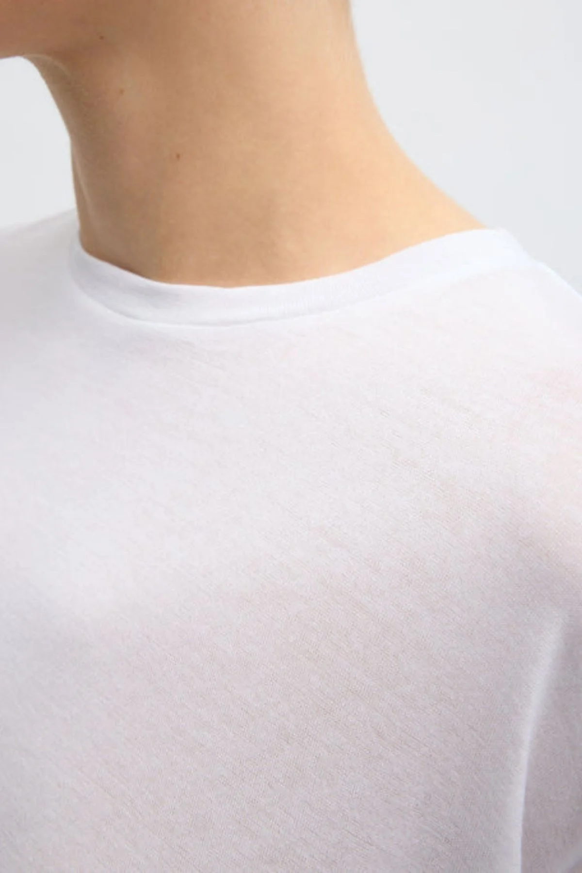 Tibi Sheer Crepe Knit Unisex LS Tee - White - Image 3