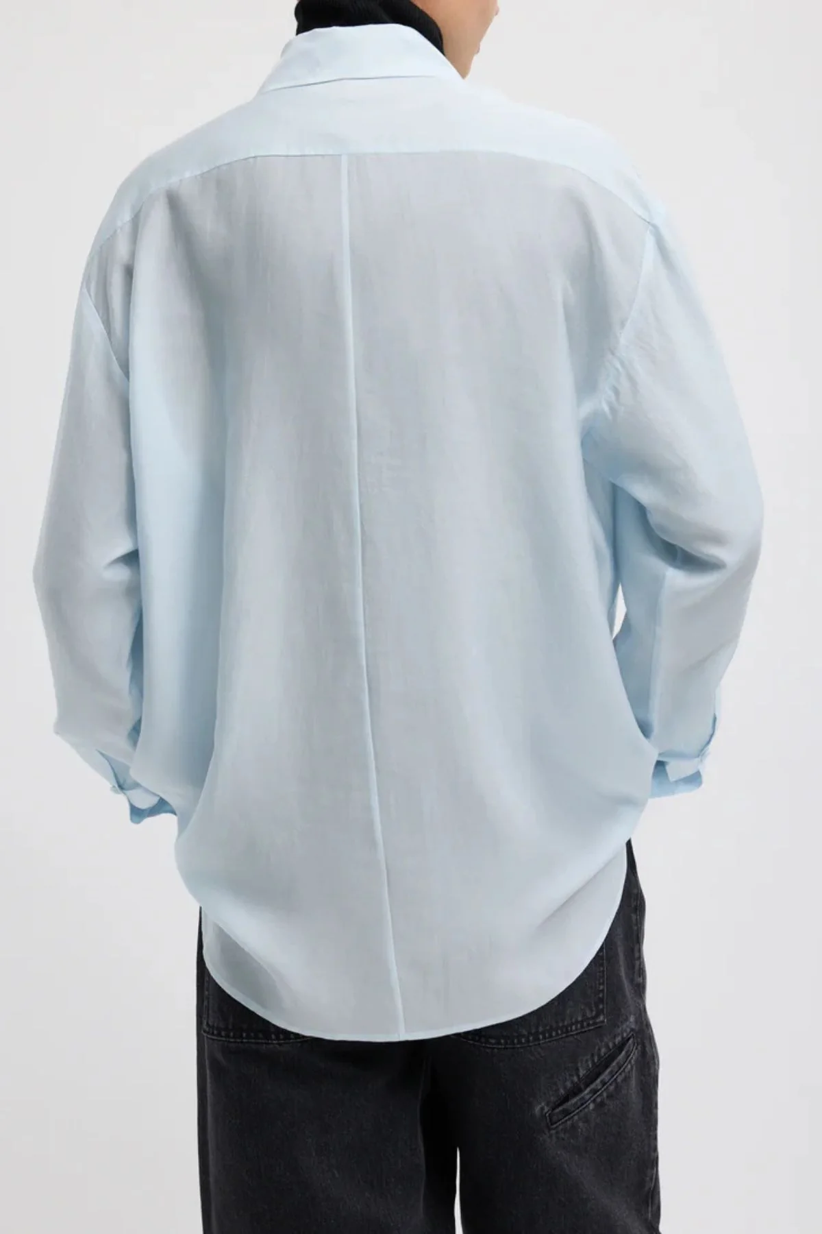 Tibi Silk Voile Easy Pintucked Shirt - Ice Blue - Image 3