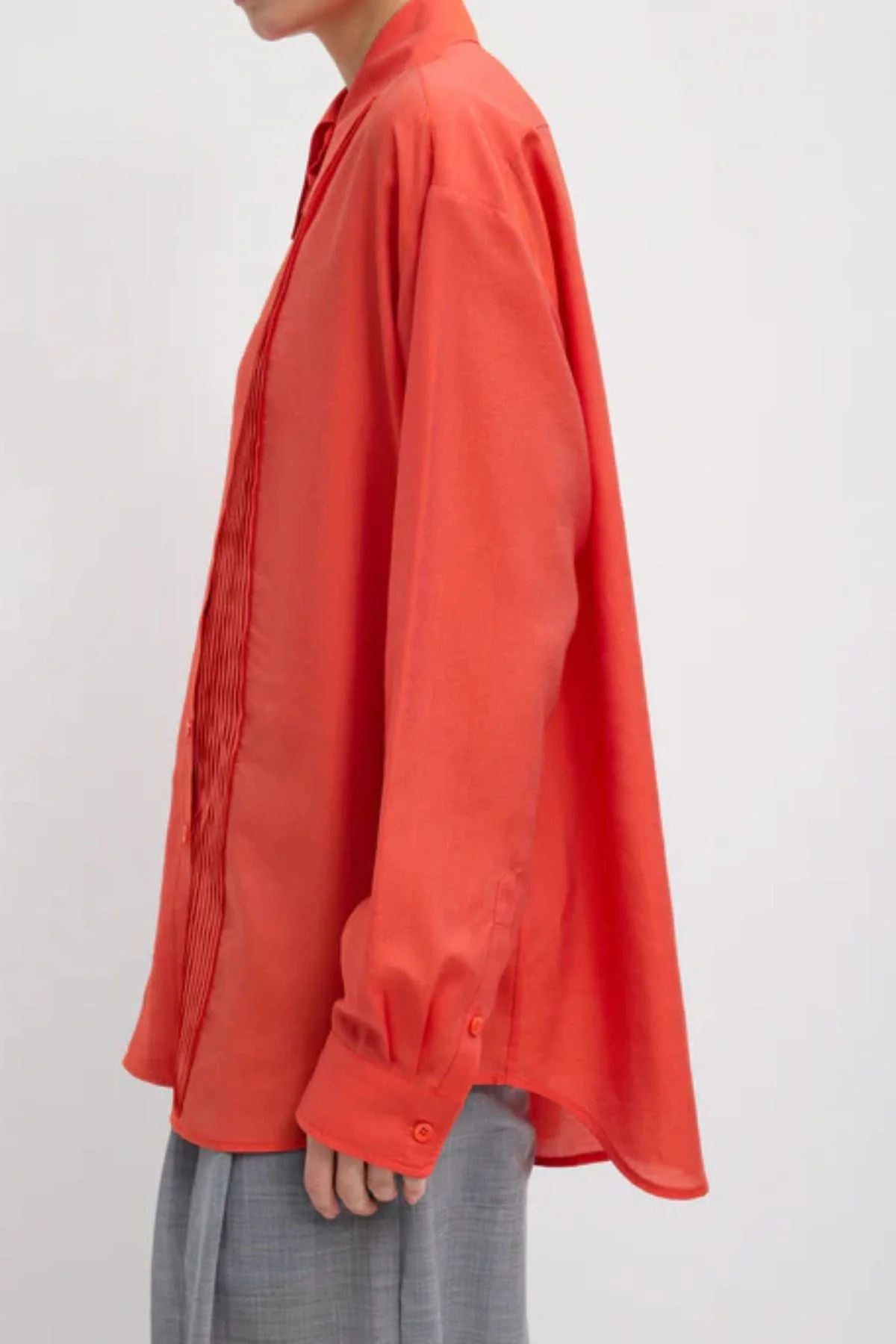 Tibi Silk Voile Easy Pintucked Shirt - Red - Image 2