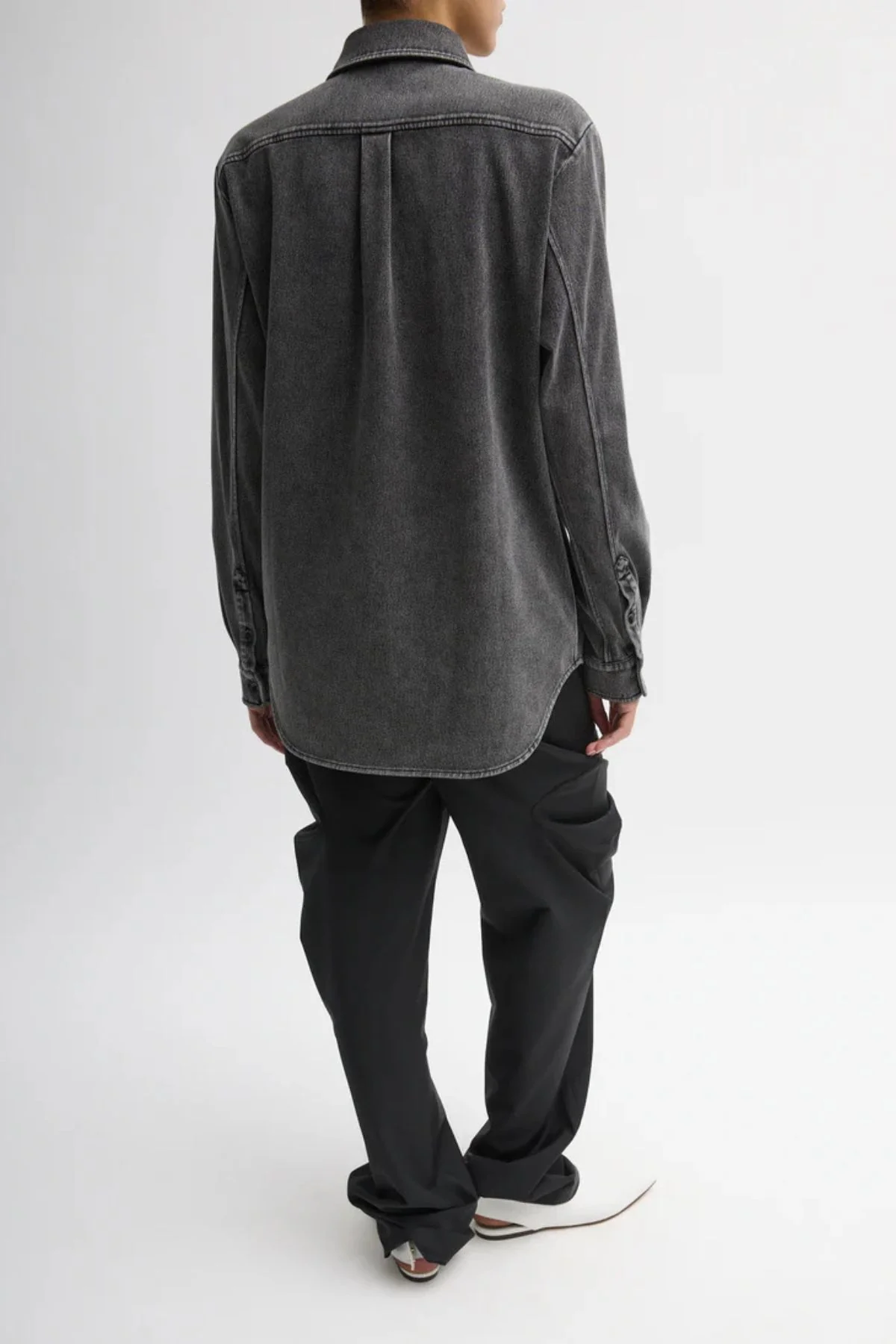 Tibi Stretch Denim Easy Shirt - Black - Image 3