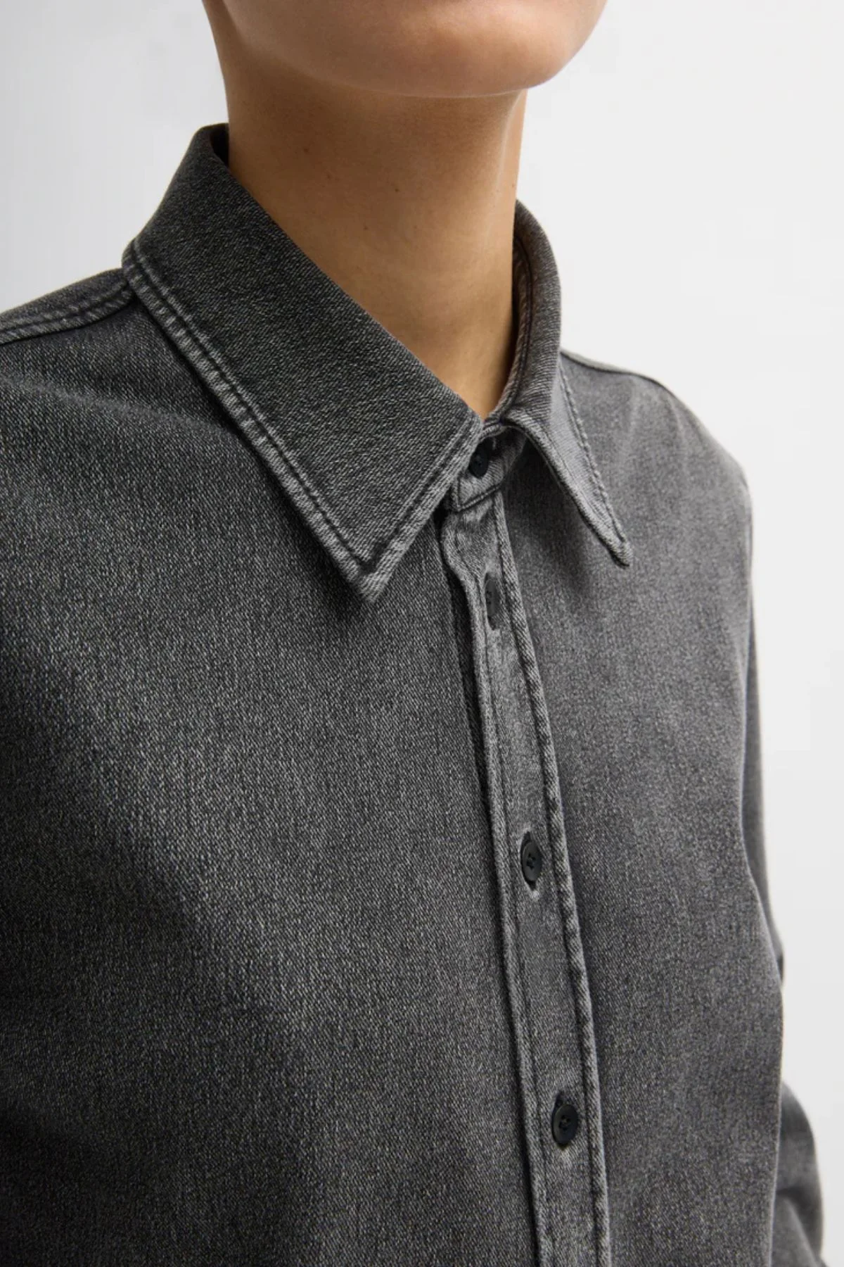 Tibi Stretch Denim Easy Shirt - Black - Image 4