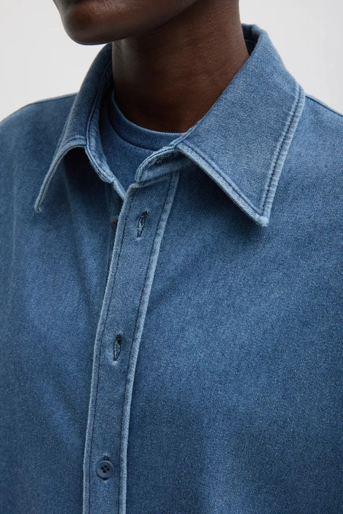 Tibi Stretch Denim Easy Shirt - Classic Wash - Image 3
