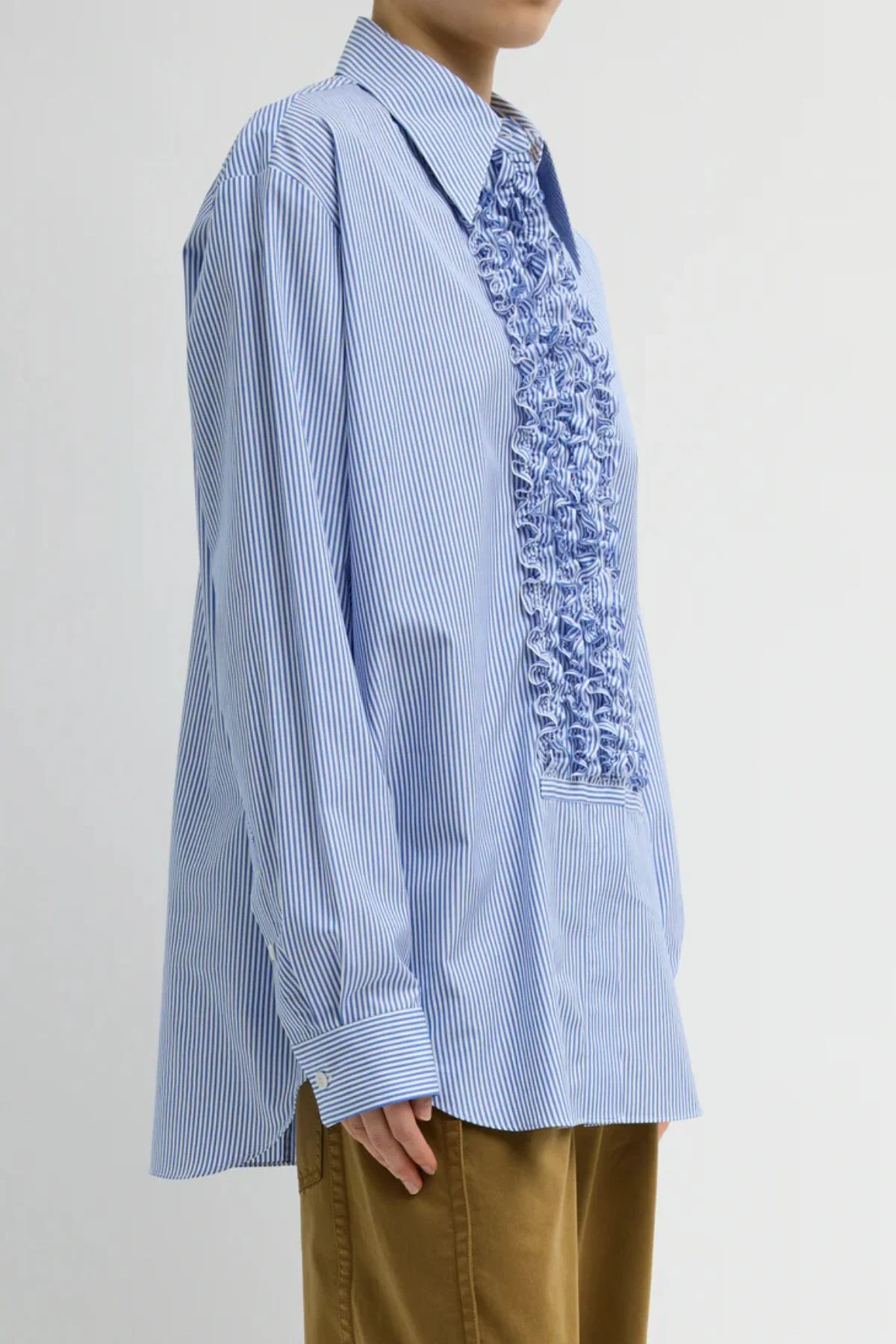 Tibi Striped Shirting Easy Tuxedo Shirt - Blue Multi - Image 2
