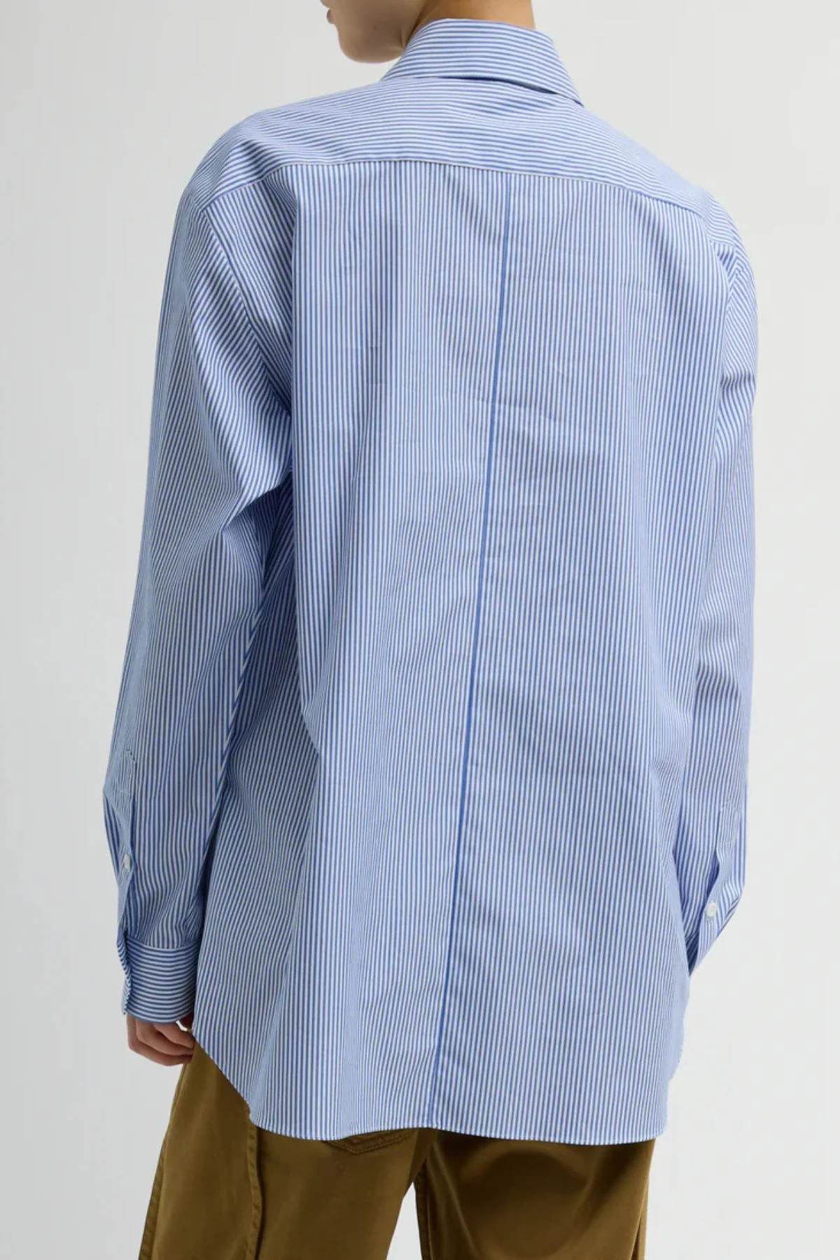 Tibi Striped Shirting Easy Tuxedo Shirt - Blue Multi - Image 3
