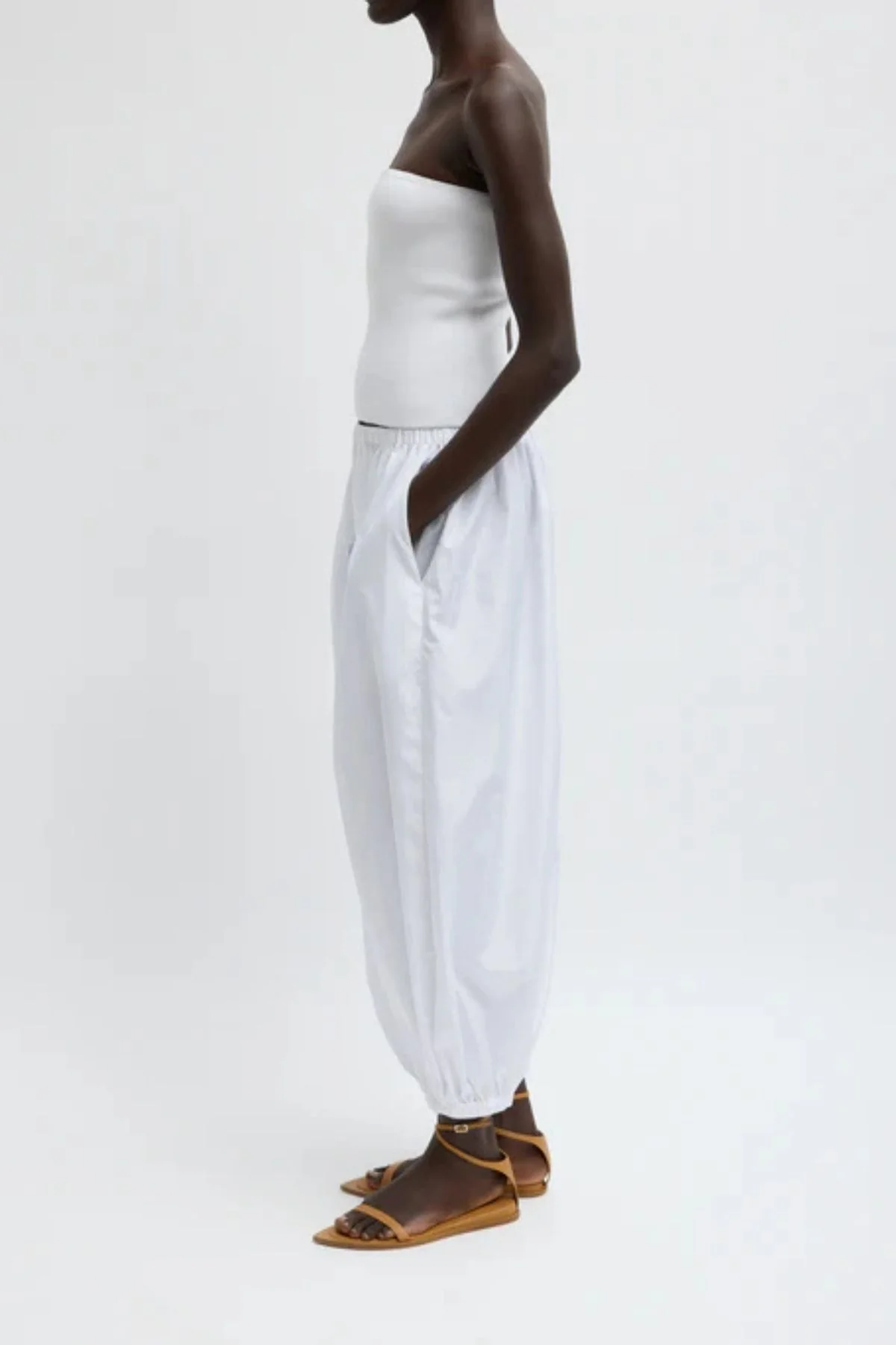 Tibi Summer Nylon Zeppelin Pant - White - Image 2