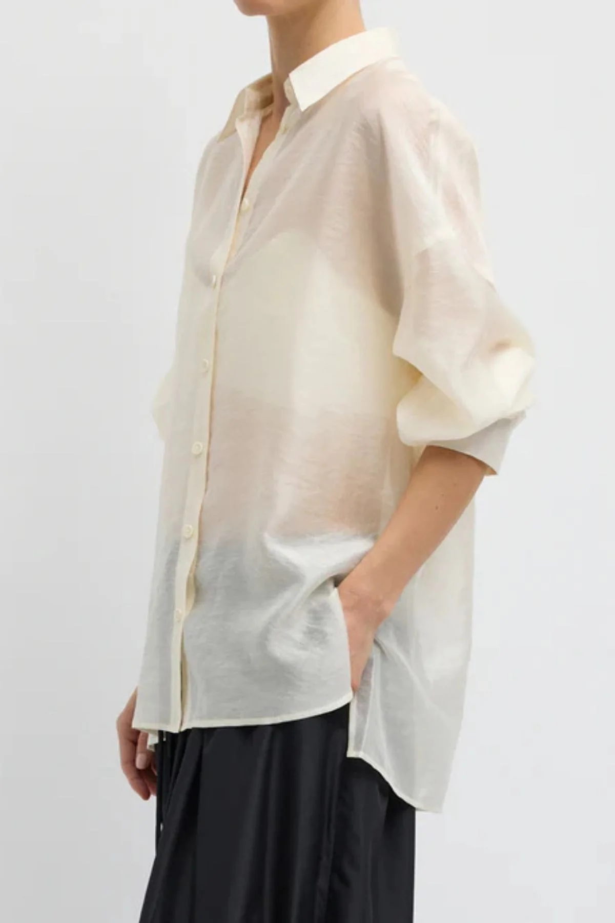 Tibi Summer Voile Oversized Shirt - Ivory - Image 2