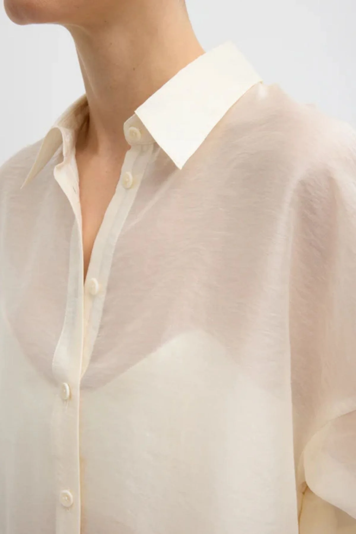 Tibi Summer Voile Oversized Shirt - Ivory - Image 4