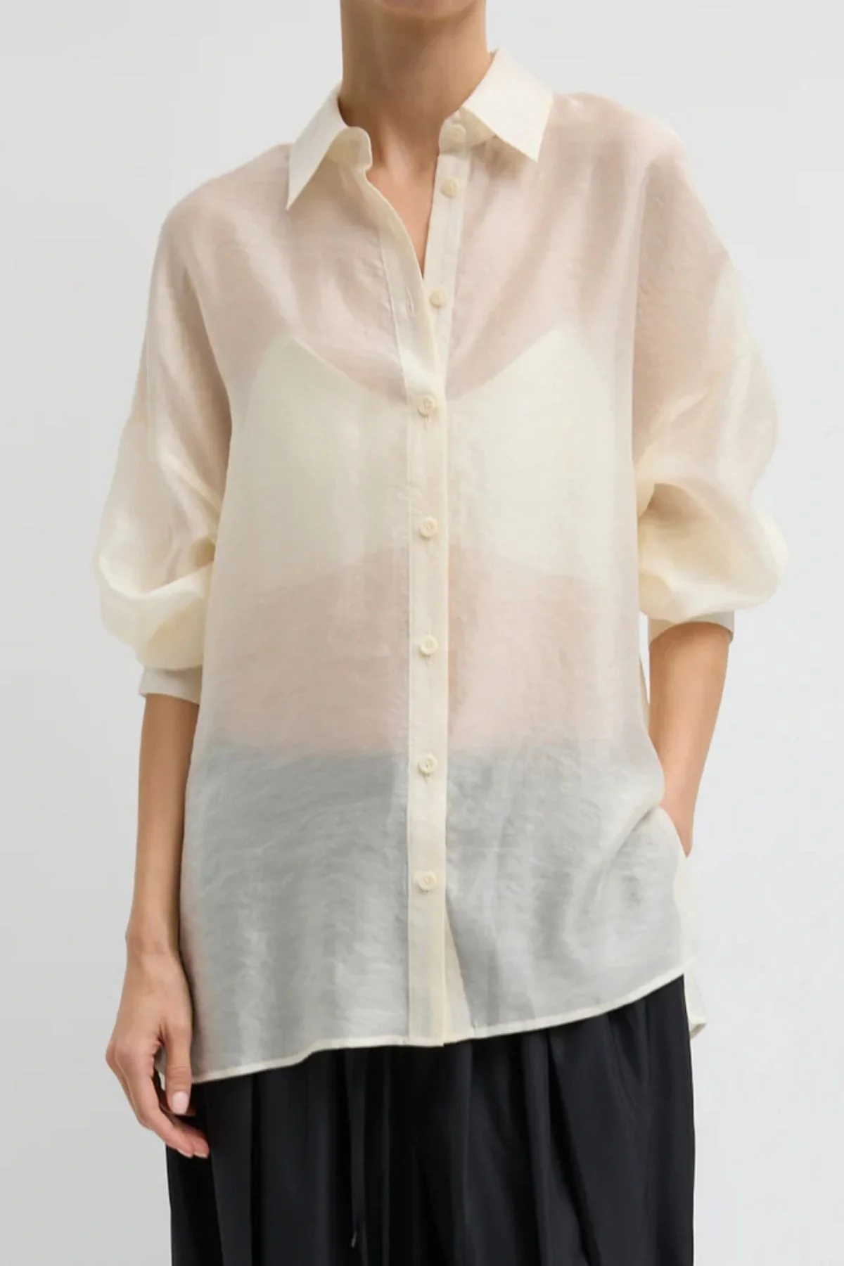 Tibi Summer Voile Oversized Shirt - Ivory - Image 5