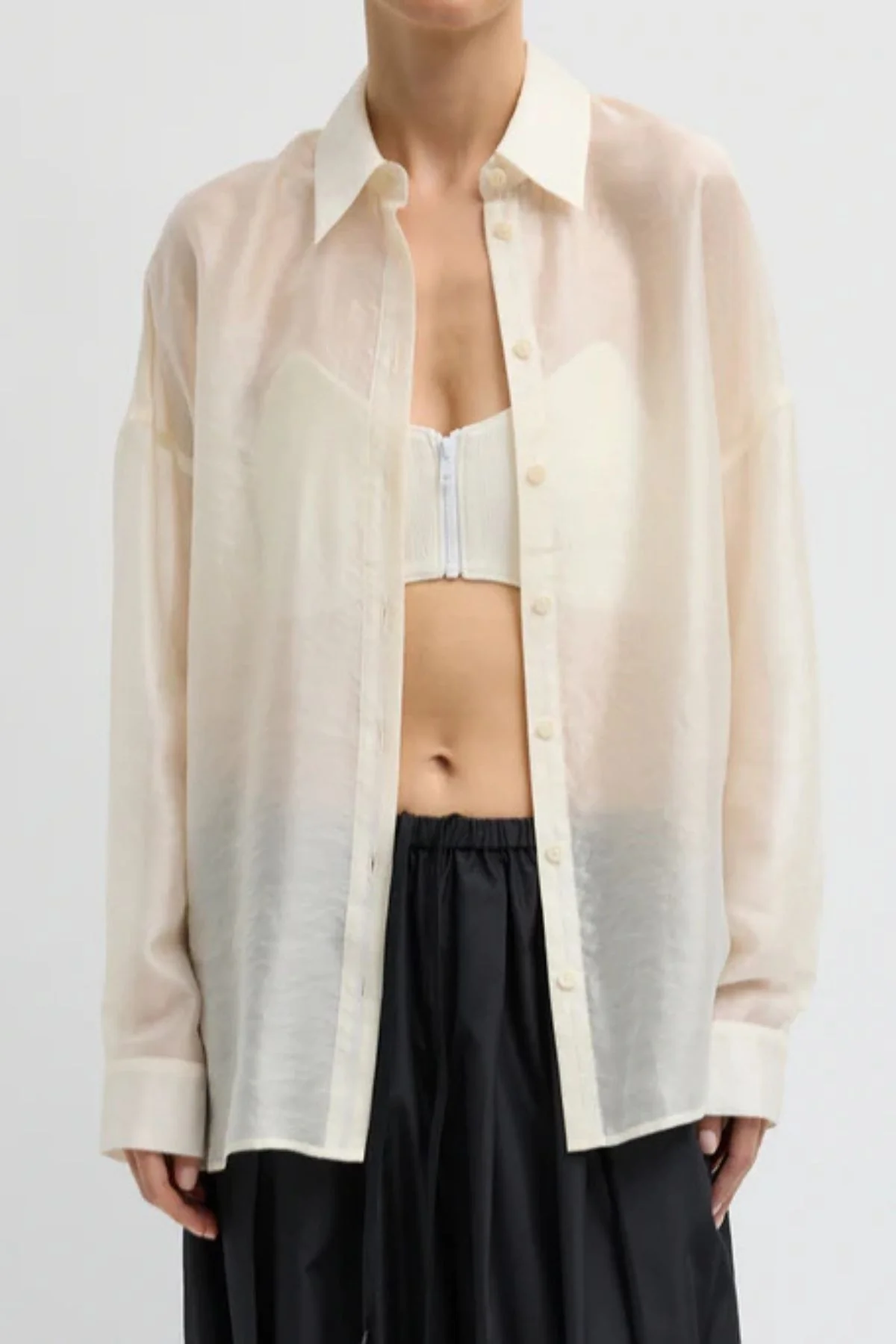 Tibi Summer Voile Oversized Shirt - Ivory - Image 6