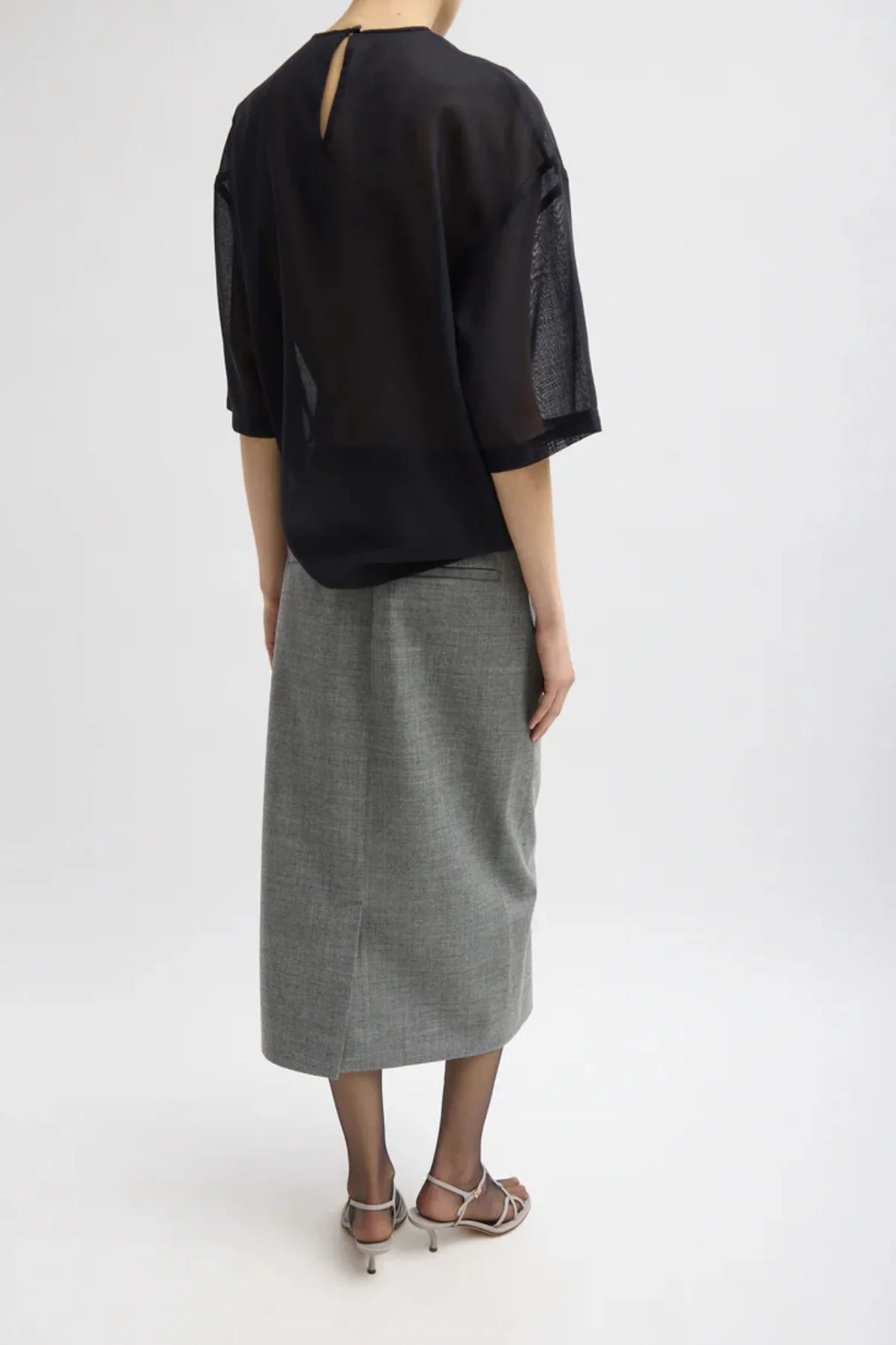 Tibi Techy Bonded Wrap Midi Skirt - Grey - Image 3