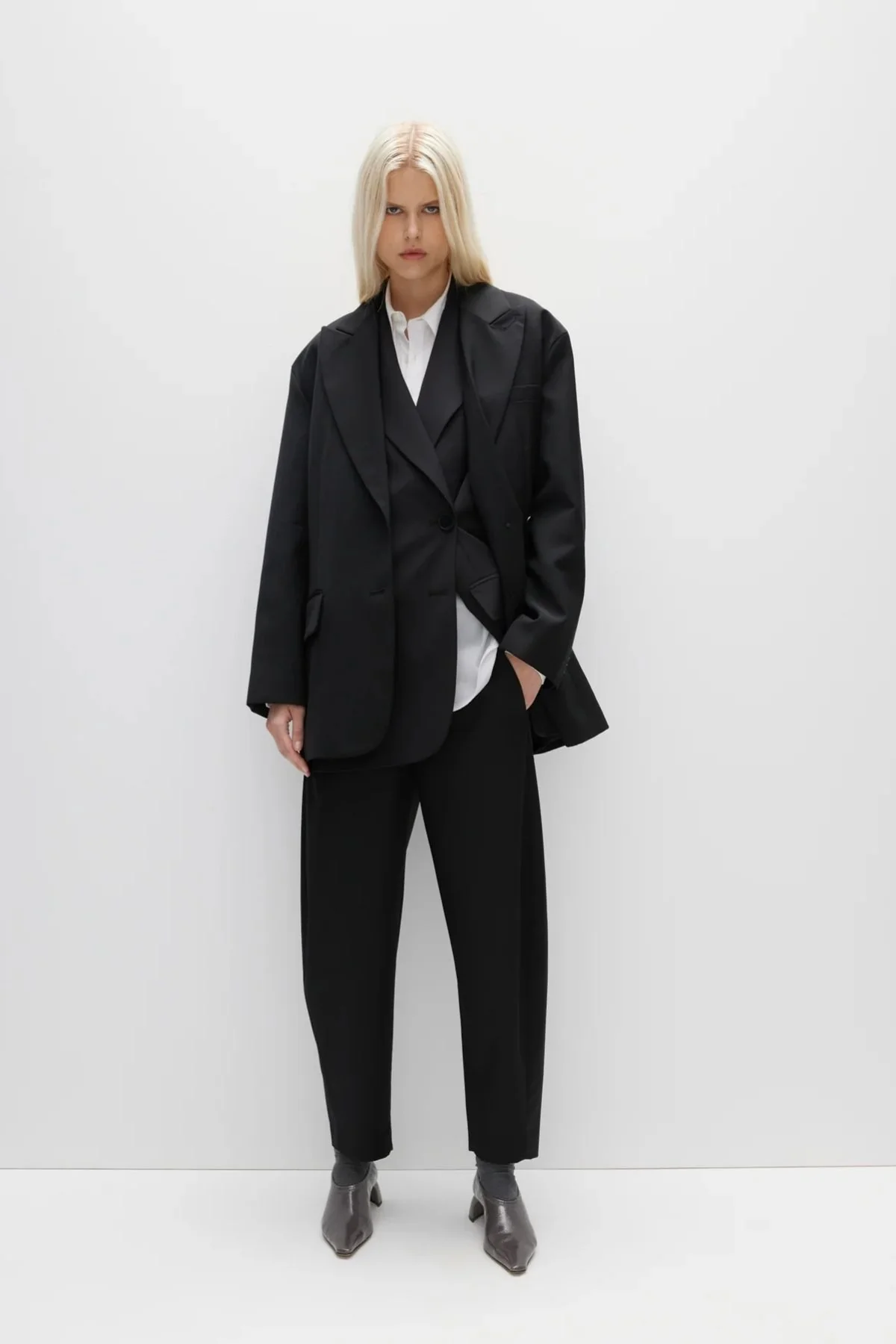 Tibi Tropical Wool Liam Blazer - Black - Image 3