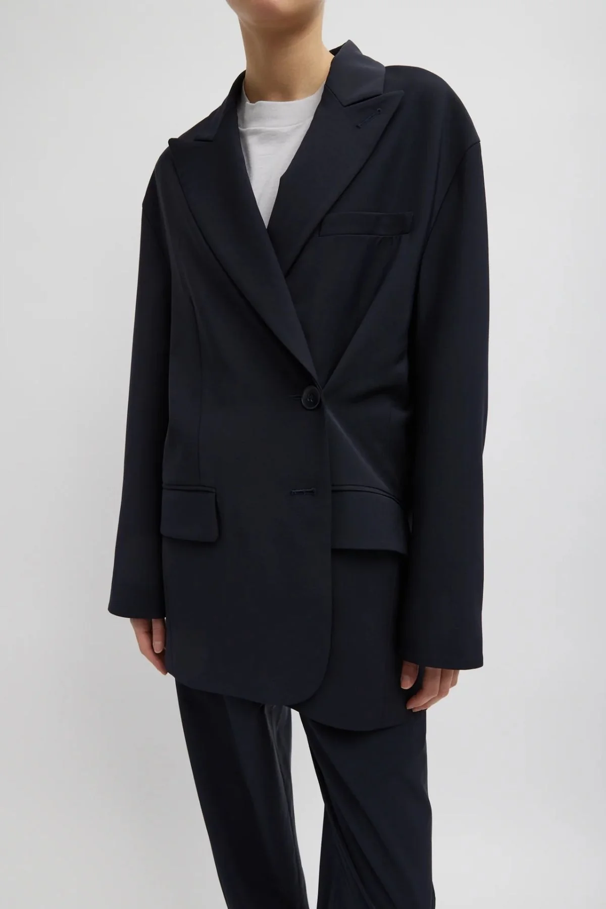 Tibi Tropical Wool Liam Blazer - Navy - Image 3