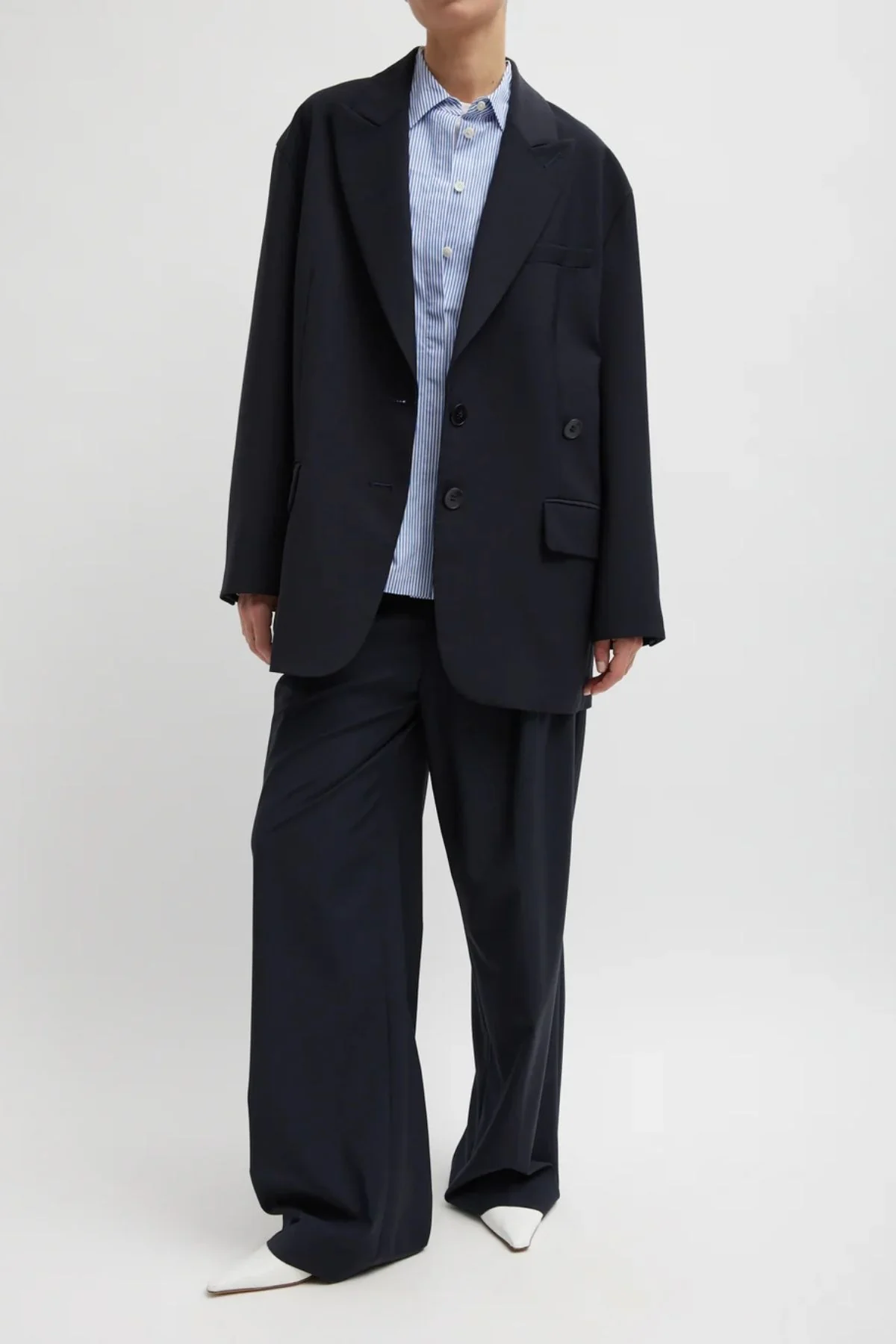 Tibi Tropical Wool Liam Blazer - Navy - Image 4