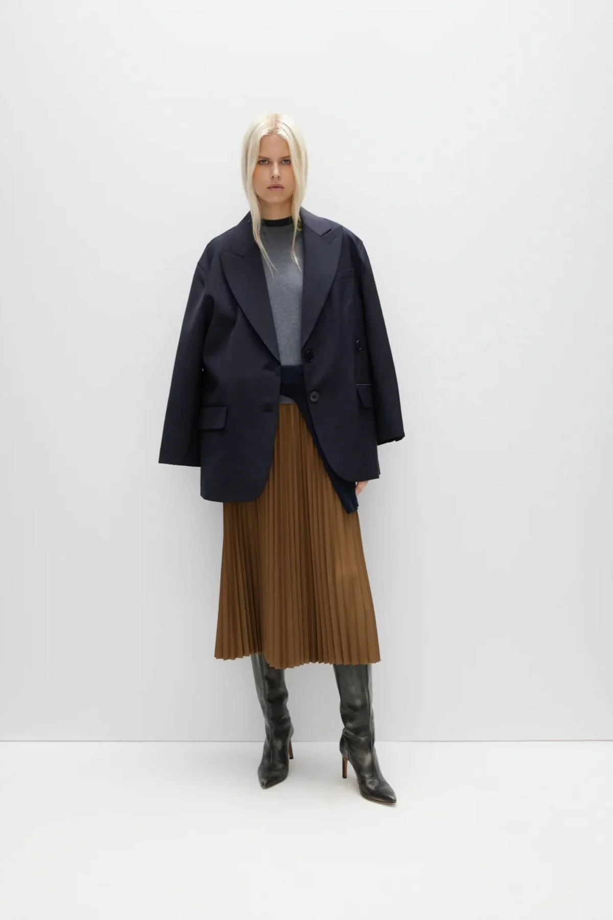 Tibi Tropical Wool Liam Blazer - Navy - Image 5