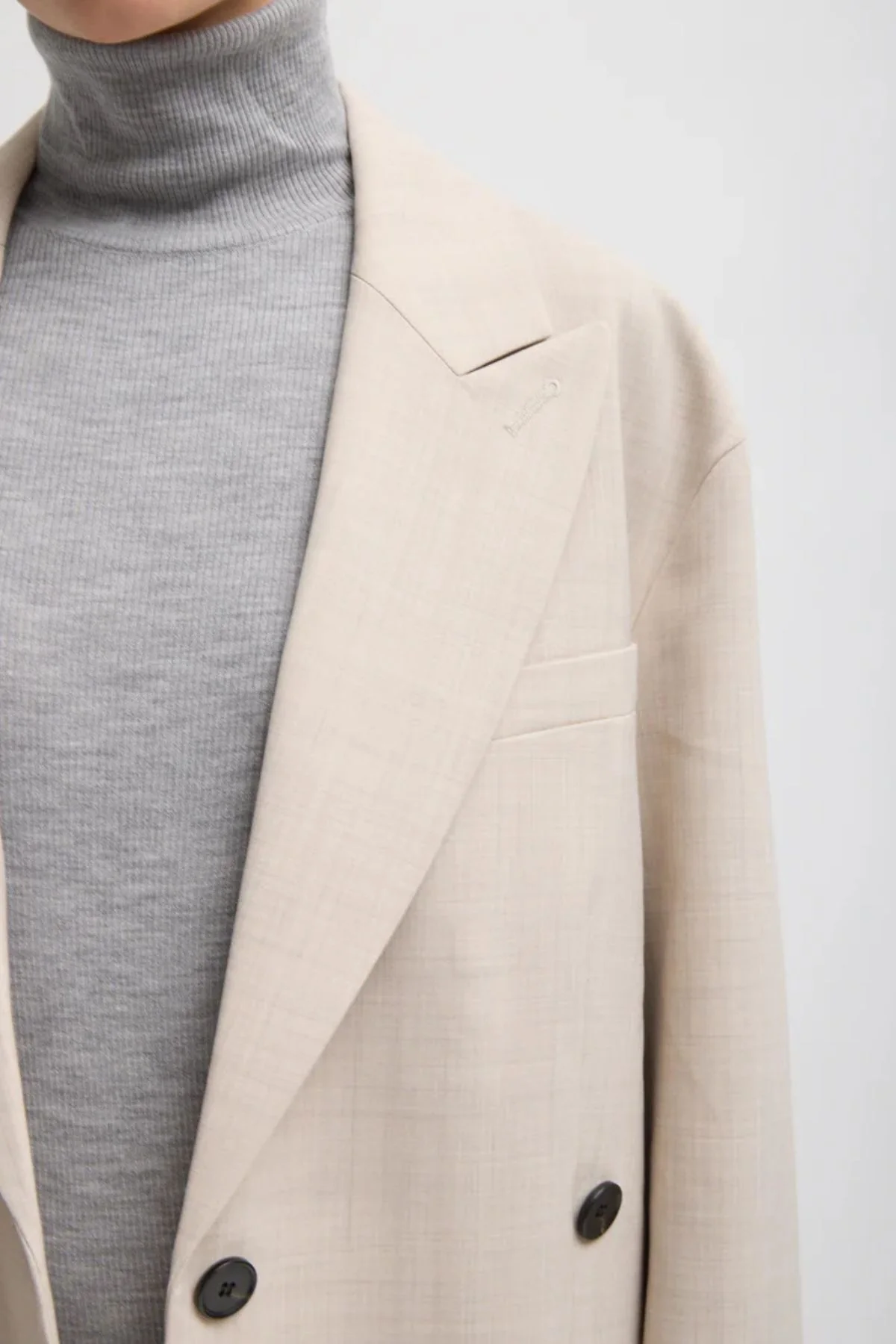 Tibi Tropical Wool Liam Blazer - Oatmeal Melange - Image 4