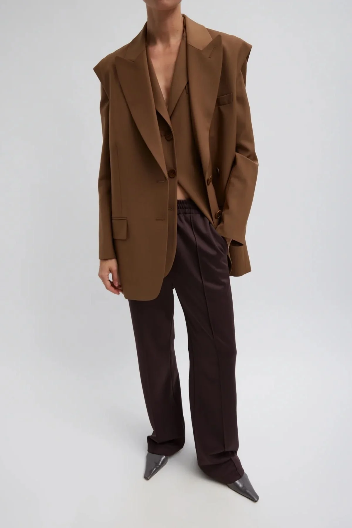 Tibi Tropical Wool Max Blazer - Toffee - Image 4