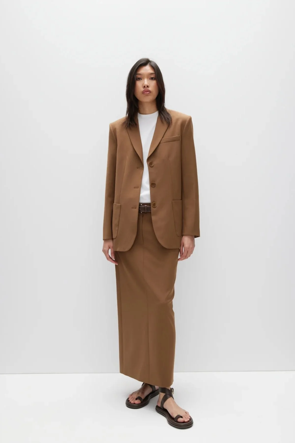 Tibi Tropical Wool Max Blazer - Toffee - Image 5