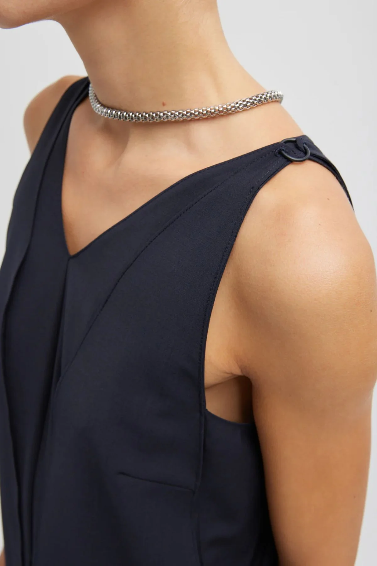 Tibi Tropical Wool Paneled Tunic - Navy - Image 4