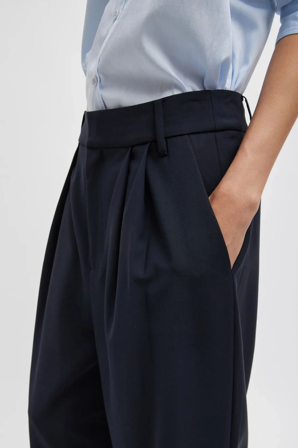 Tibi Tropical Wool Stella Pant - Navy - Image 5