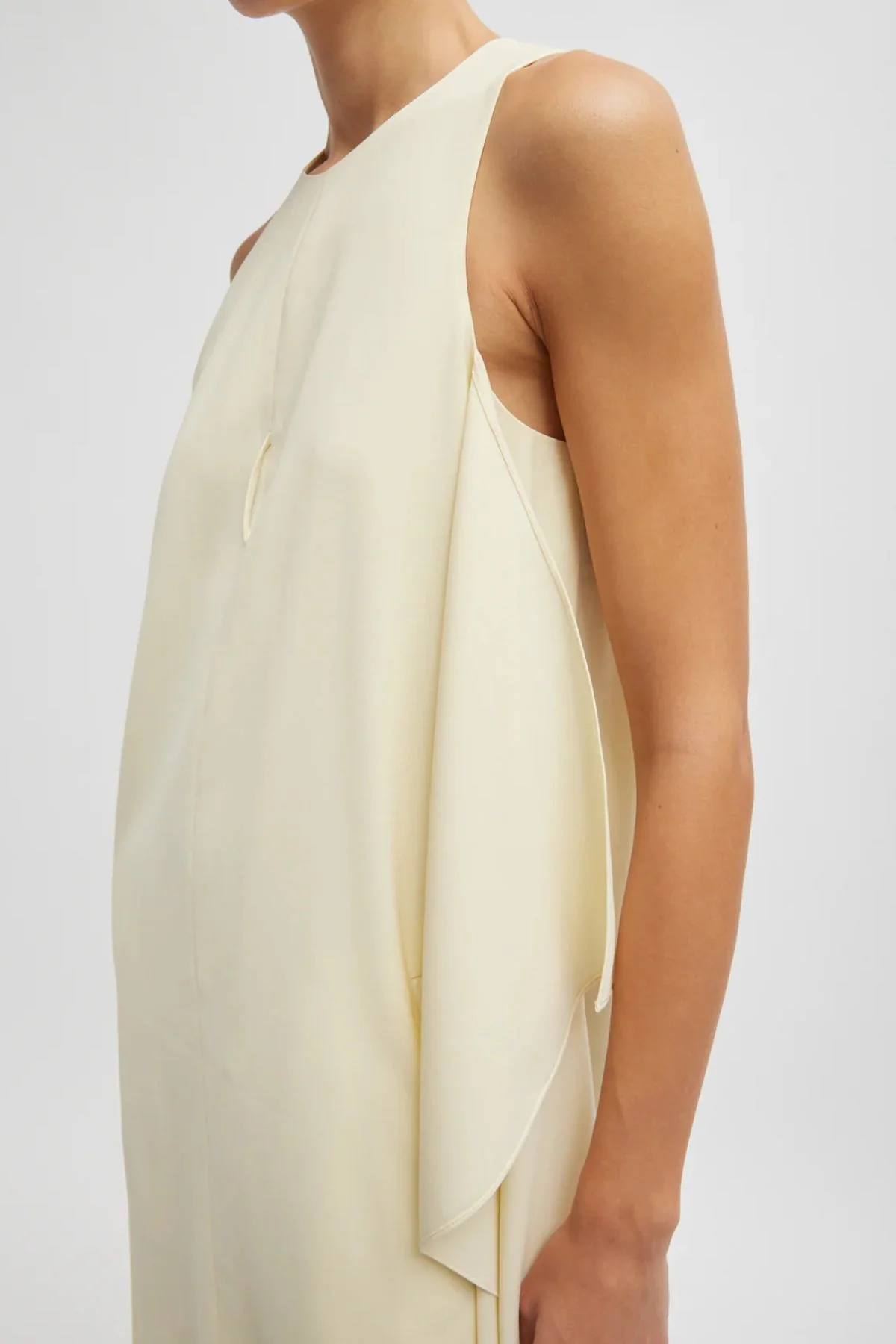 Tibi Tropical Wool Tie Front Dress - Ivory - Image 3