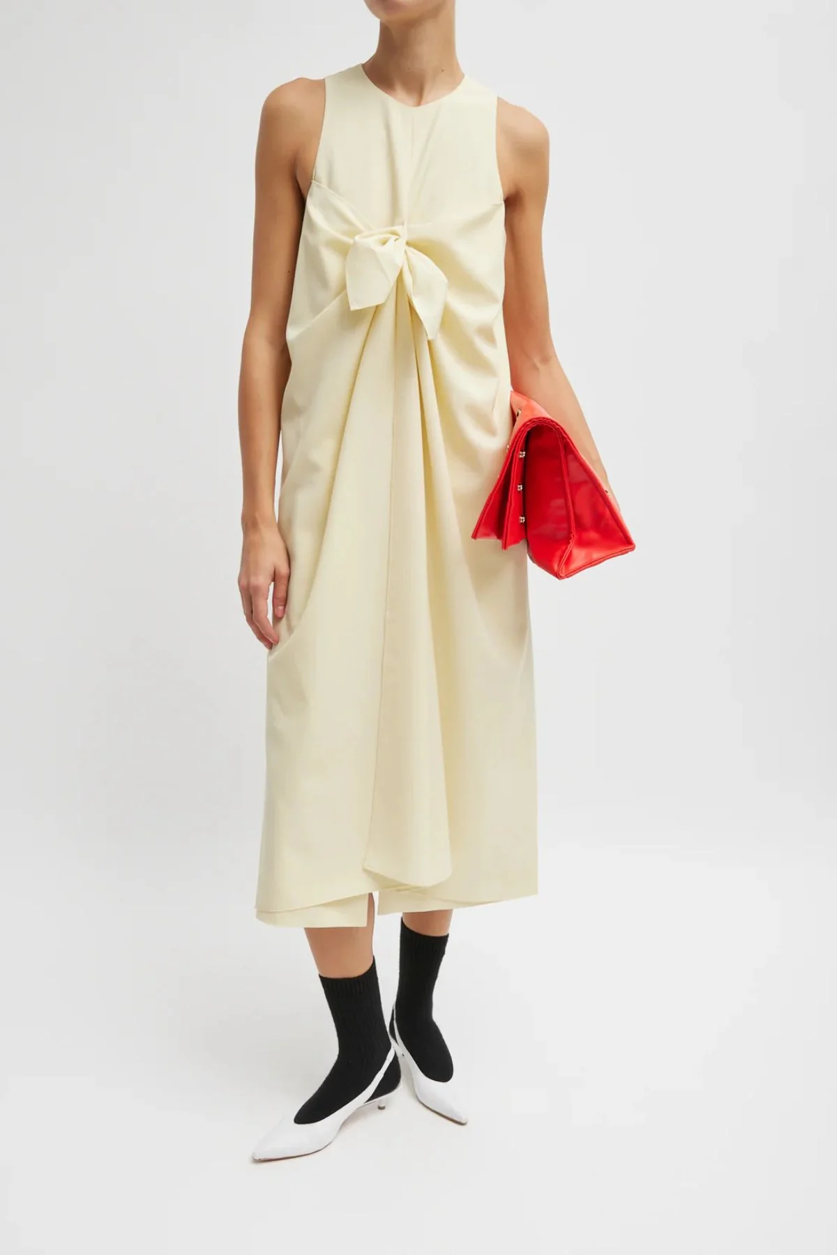 Tibi Tropical Wool Tie Front Dress - Ivory - Image 5