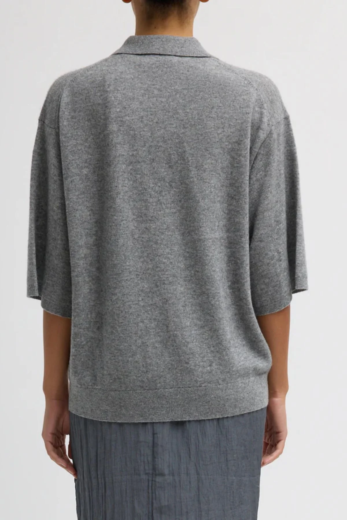 Tibi Washable Cashmere Easy T Polo - Grey - Image 3